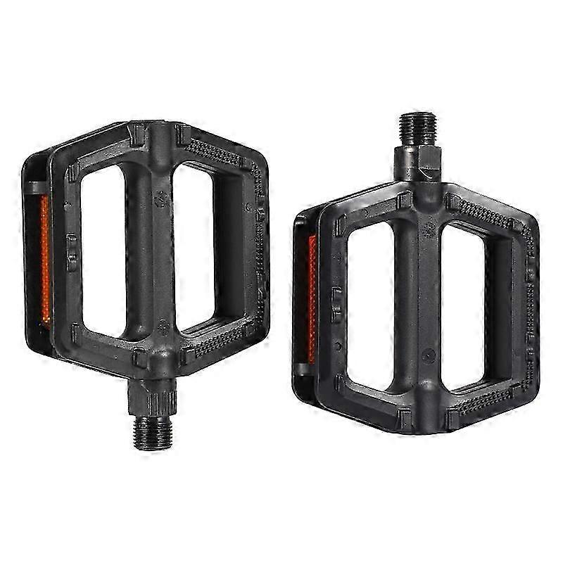 Platform pedals MTB, wide bicycle pedals, non-slip and ball bearings, made of plastic, black, for mountain bikes, BMX, downhill and city bikes I flat