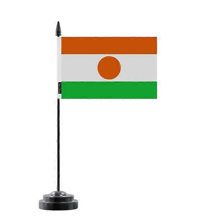 Table Flag of Niger – 14 x 21 cm – Polyester – Black Plastic Base