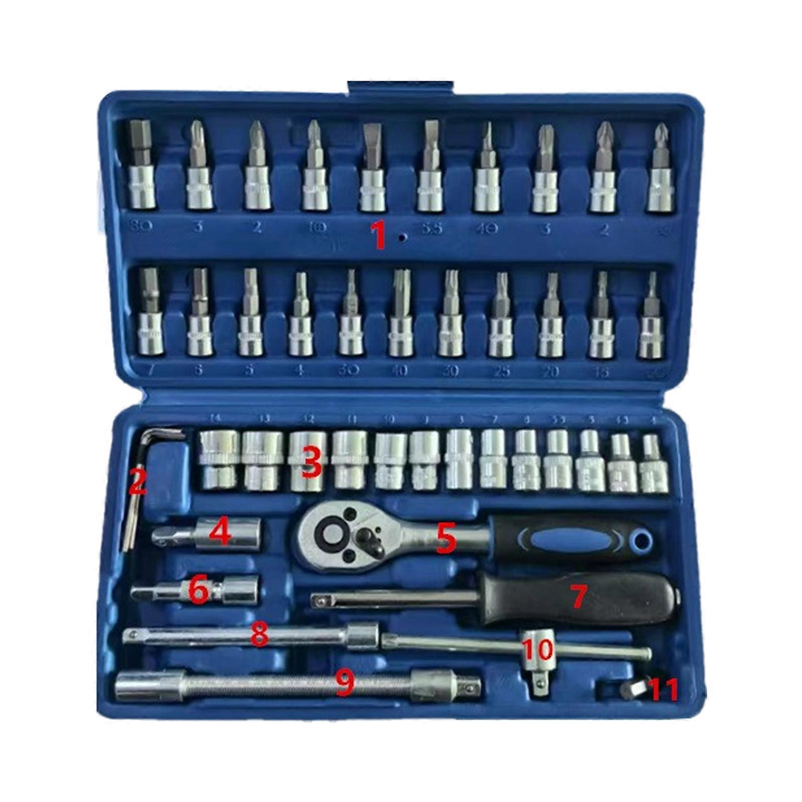 46 in 1 Ratchet Wrench 1/4inch Drive Socket Screwdriver Bit Driver Quick Releases Ratchet Wrench Repair Hand Tool