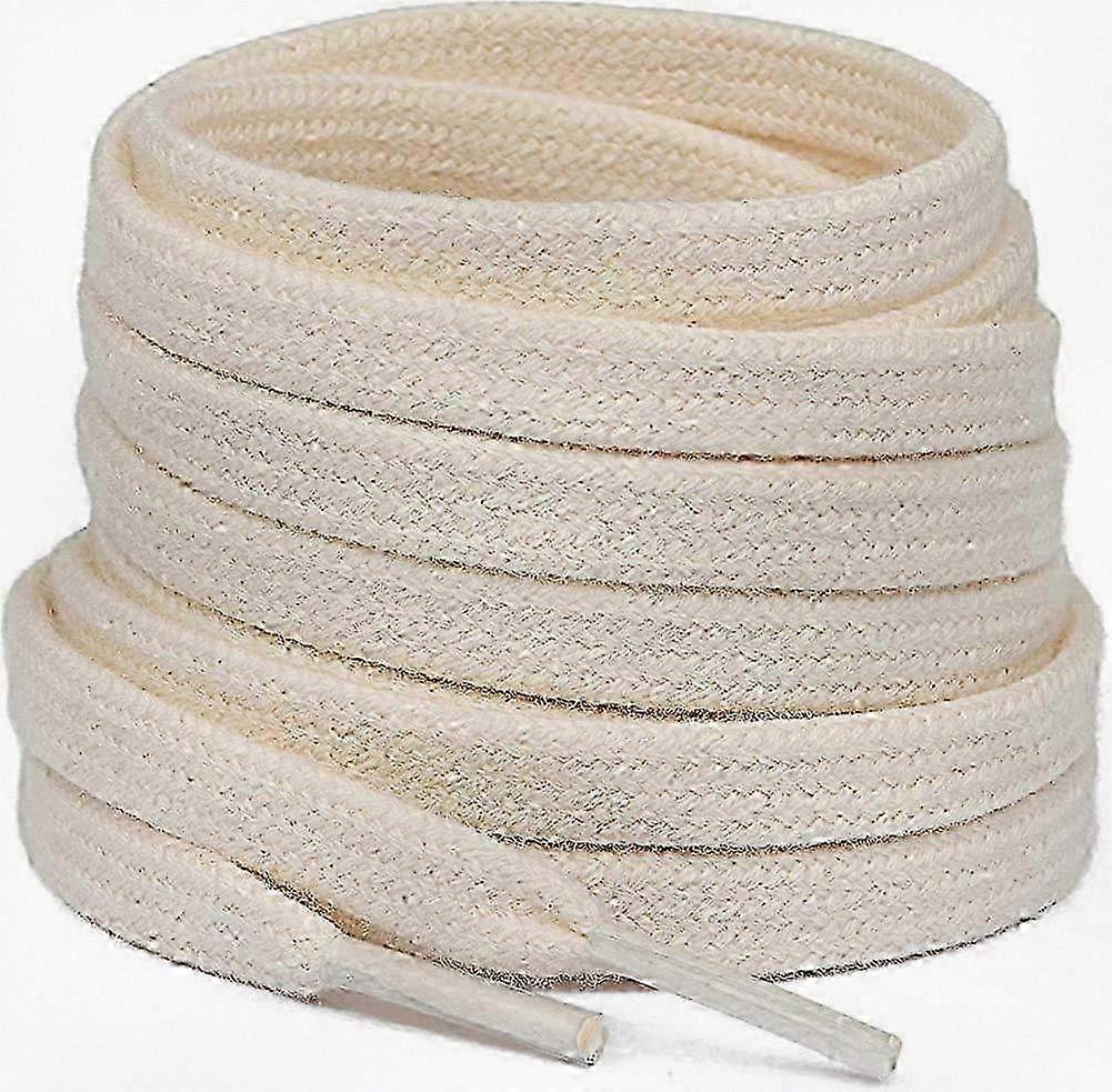 2 Sets of 100% Cotton Flat Shoelaces, 8mm Wide Durable Laces for Shoes