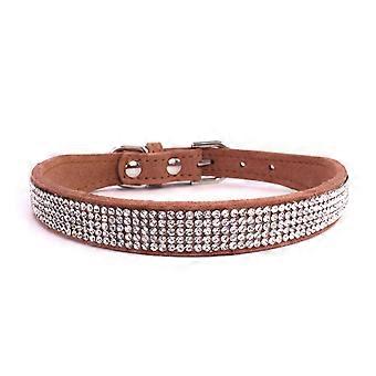 Lindo, deslumbrante, brilhante, elegante, sofisticado, macio, camurça, couro, strass, cristais, joias - para animais de estimação, gatos, cães e filhotes, tamanho XL rosa.
