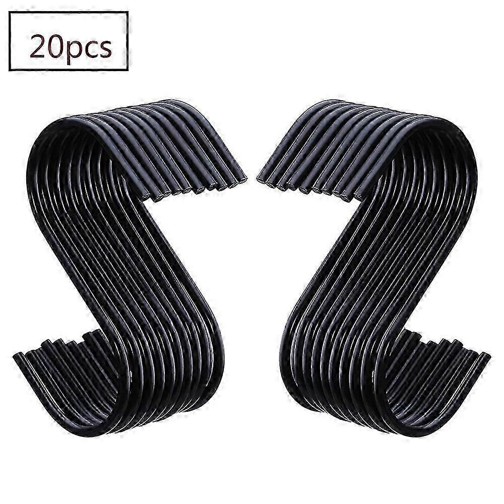 20 Pack Black S Hooks S Hanging Hooks S Shaped Hooks S Hanger Hooks Kitchen Pot Pan Hooks