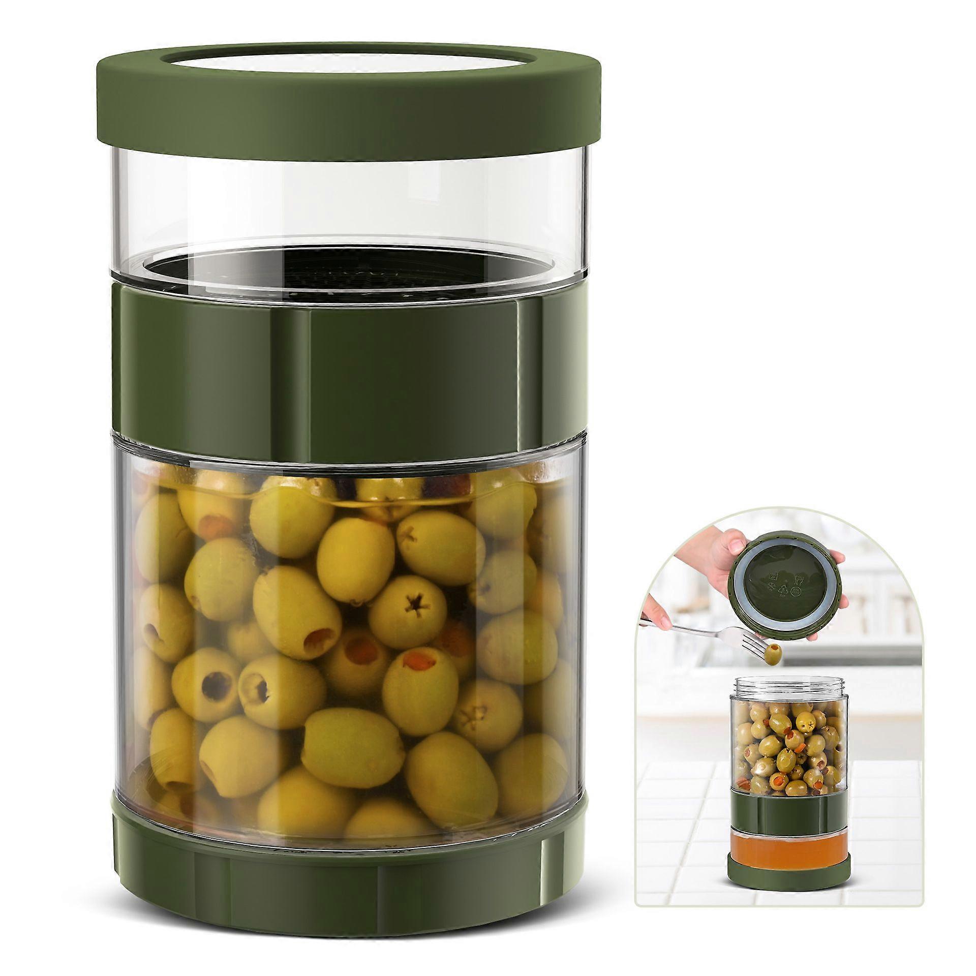 Glass Insert Glass with Sieve Flip, 56 oz Airtight Pickles for Turning, Leak-Proof Juice Separator Cucumber Jar for Turning Over with Seal Silicone Ri