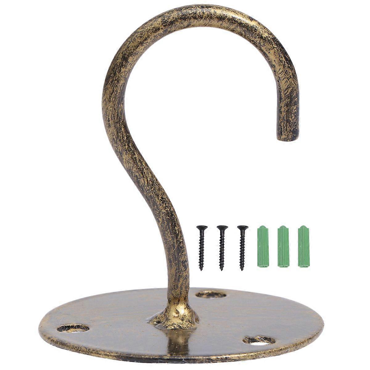 Overhead Hooks Cabinet Floor Hooks Porch Wardrobe Hook Lantern Mosquito Net Ceiling Hooks Small Elephant Trunk Shaped Hooks (Bronze , Screw Color Rand