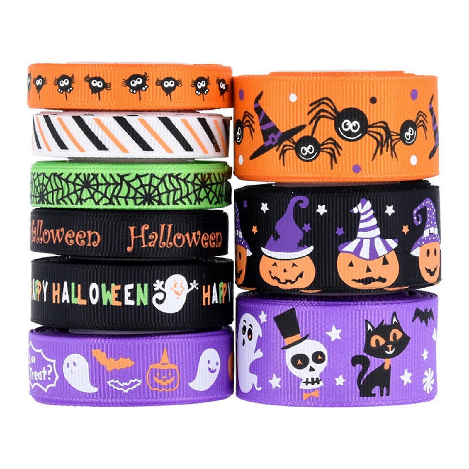 Halloween Crafting Ribbons Set Multipurpose Halloween Ribbon Selection for Handmade Crafts and Party Setups