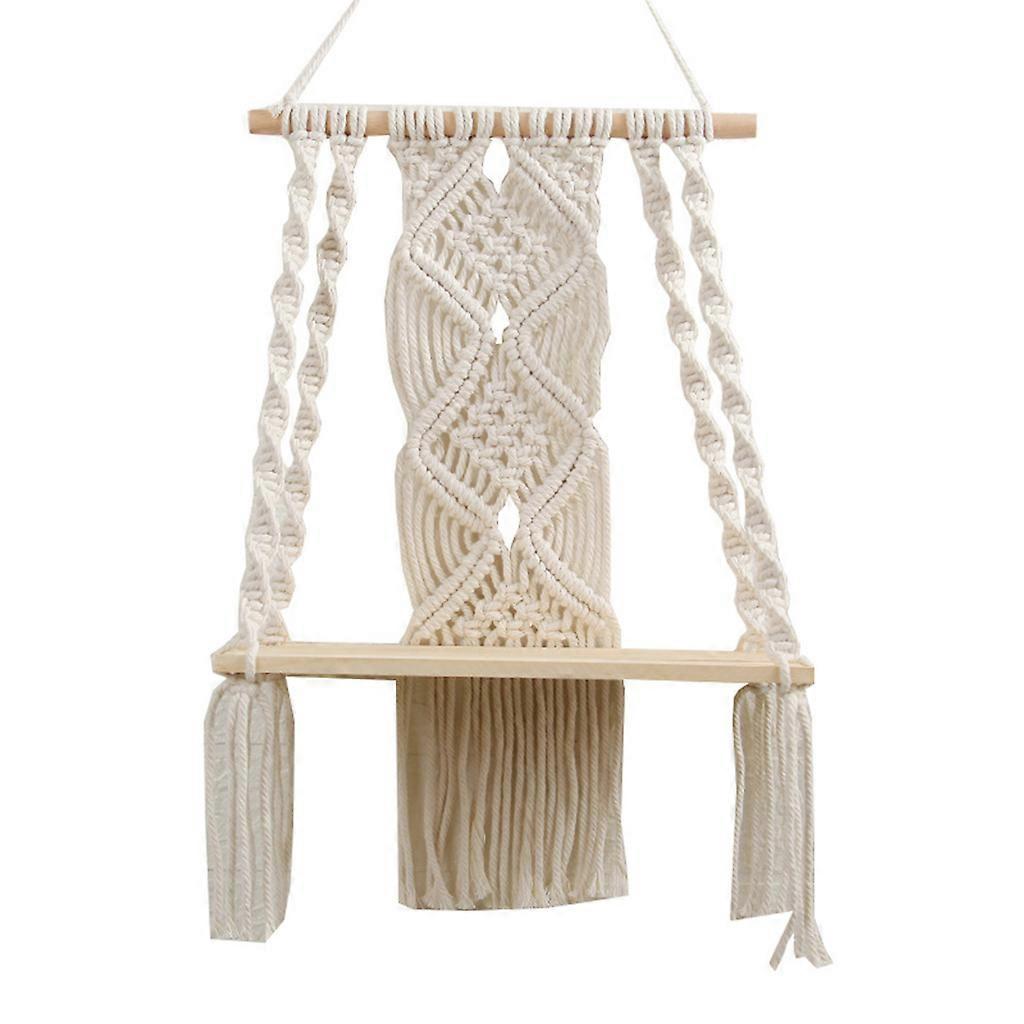 Nordic Hand-woven Tapestry with Storage Rack Macrame Wall Hanging Bohemian Home Multicolor