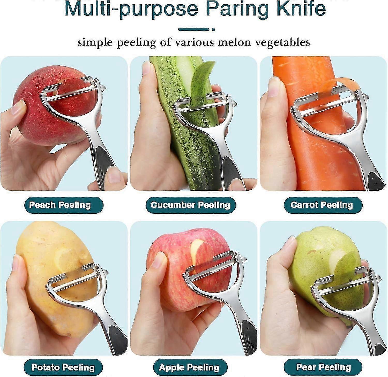 Stainless Steel Rotating Fruit & Vegetable Peeler - Multi-Functional (Silver)