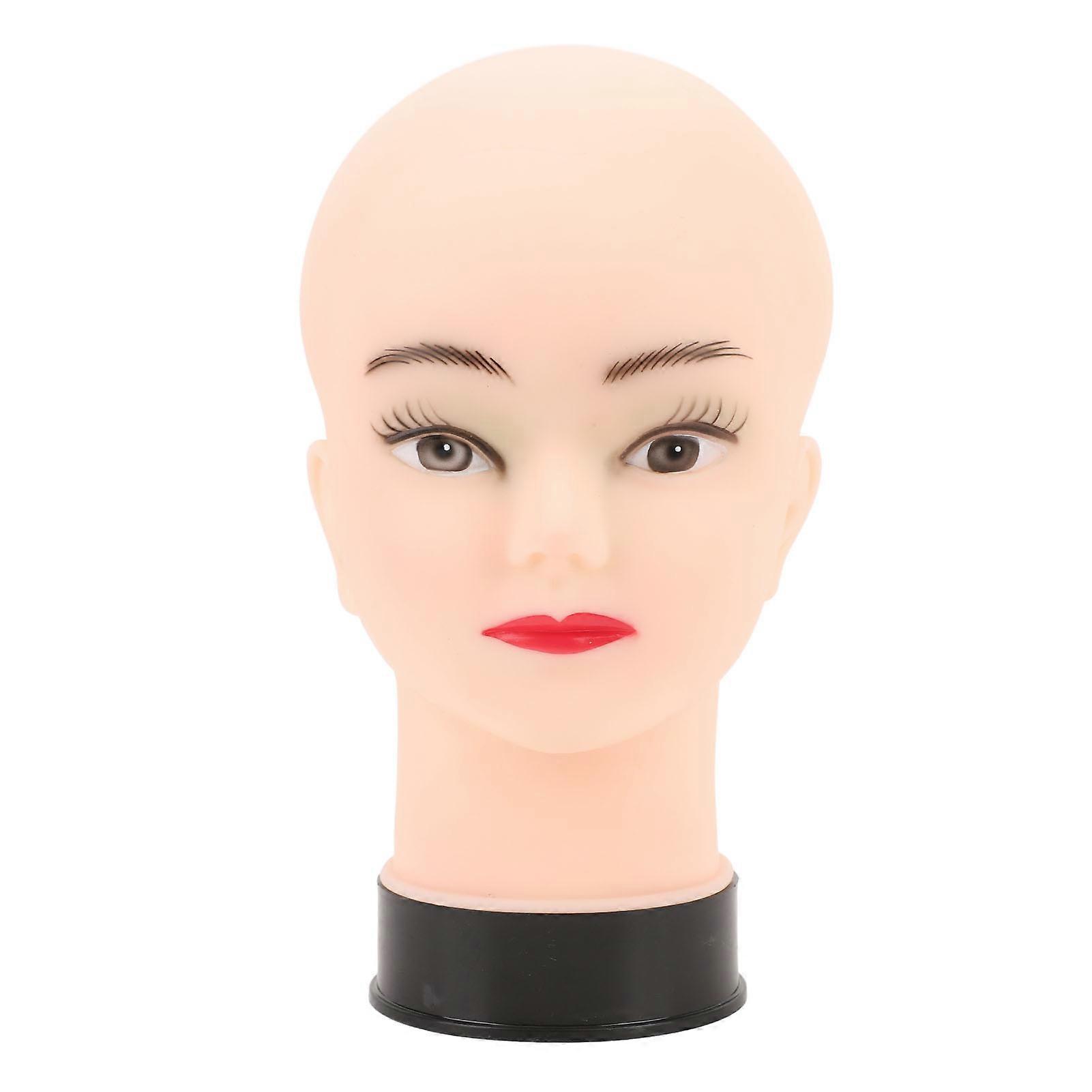 PVC Mannequin Head Bald Head Model with Universal Stand Interface for Wig Making Hat Display and Massage Training