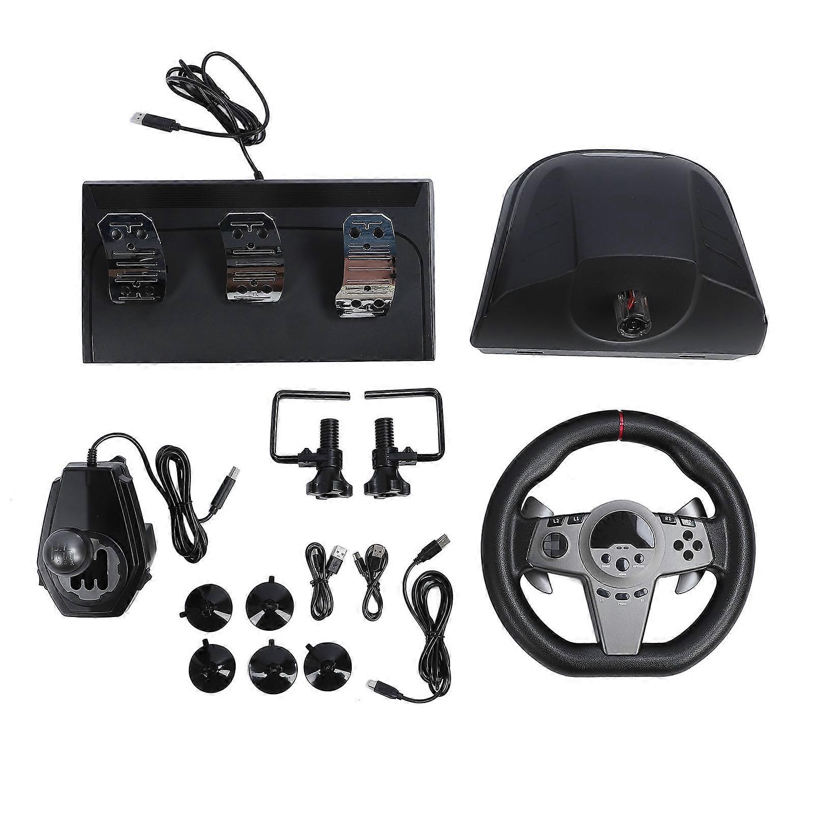 Gaming Steering Wheel with Pedal Shifter, 270° Rotation, LED Feedback for PC & Switch