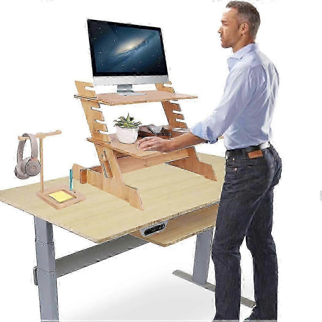 2025 Bamboo Standing Computer Riser Workstation Converter
