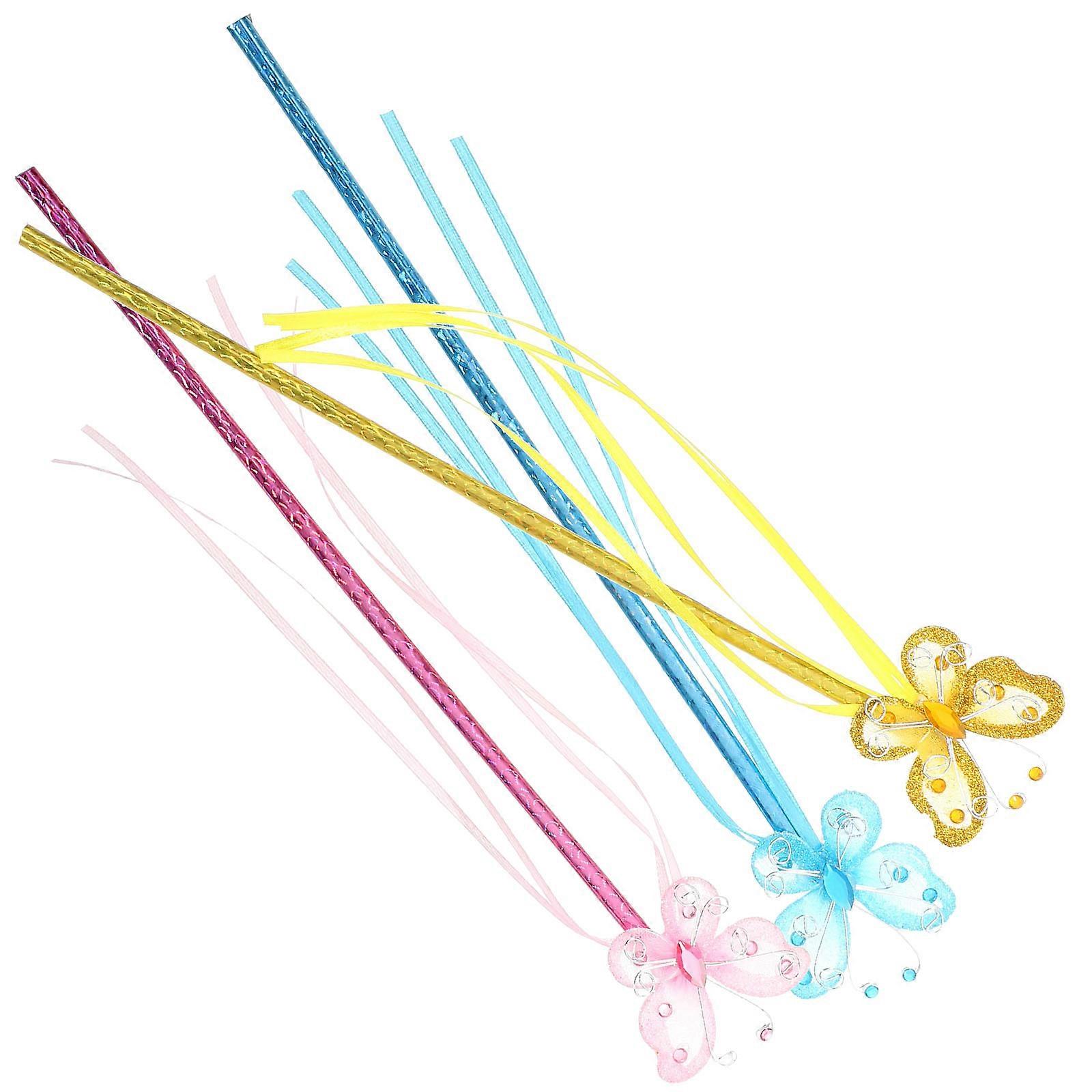 3pcs Fairy Butterfly Costume Sticks with Sequins   Lightweight & Durable Props for Cosplay, Halloween, Stage Performance, and Pretend Play