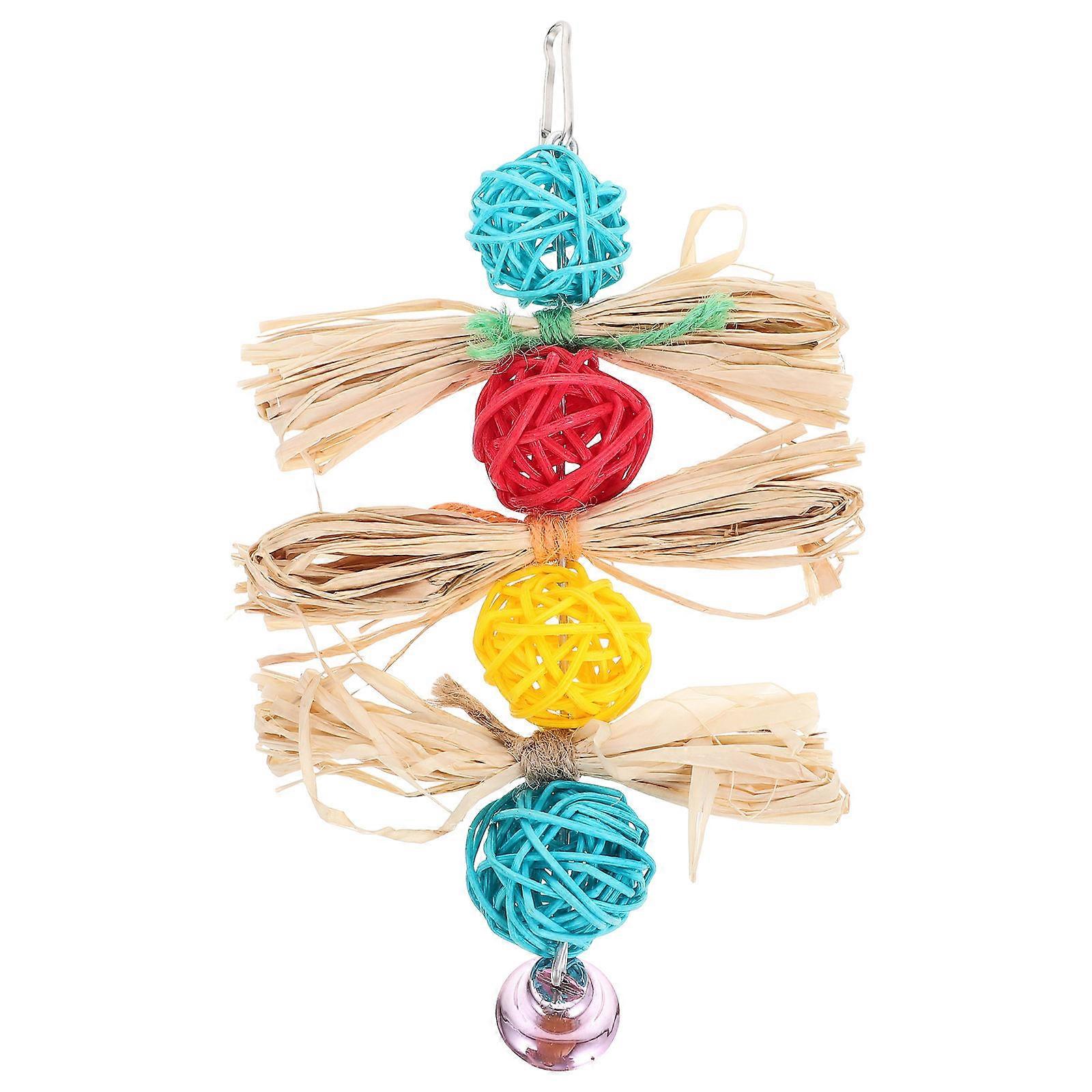 Pet Bird Toy Parrot Hanging Toy Birds Multi 10x3x18.5cm Round Ball String Durable 1Set