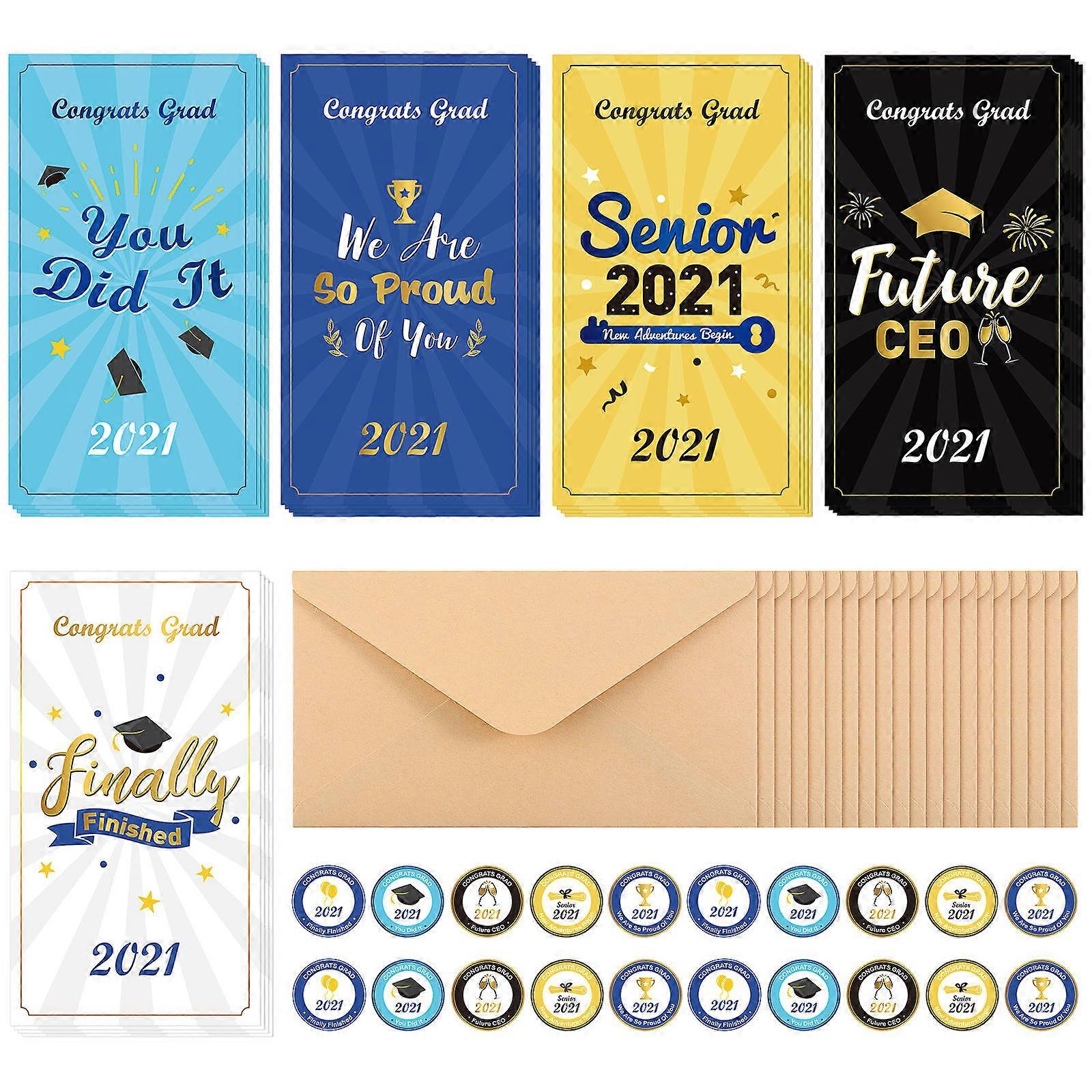 Graduation Supplies PRETYZOOM Grad Cards with Envelopes and Stickers 20Pcs for Graduates