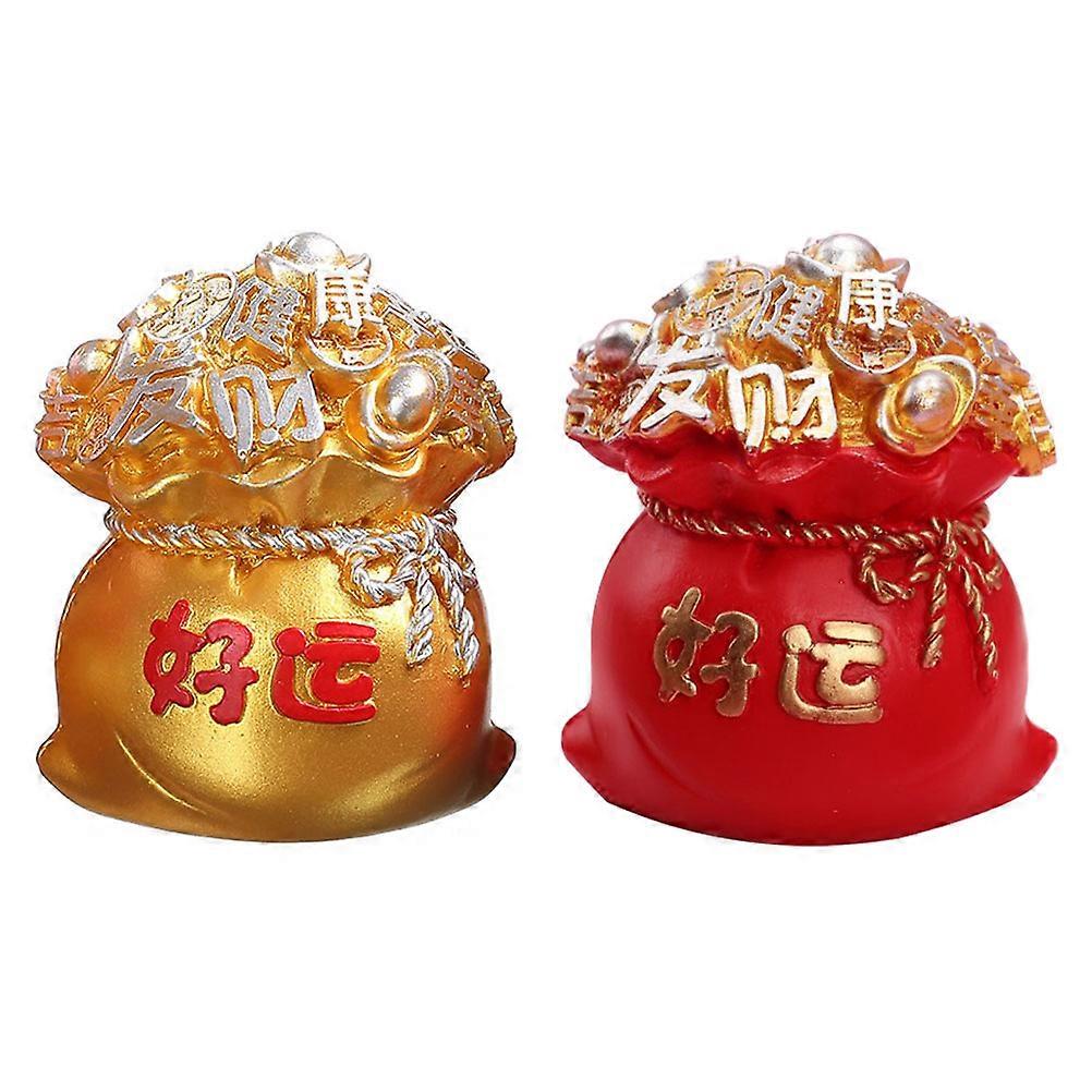 Gold Money Bag Shape Container Resin New Year Decor Indoor Decoration 6.5X5.5X2.5CM 2Pack