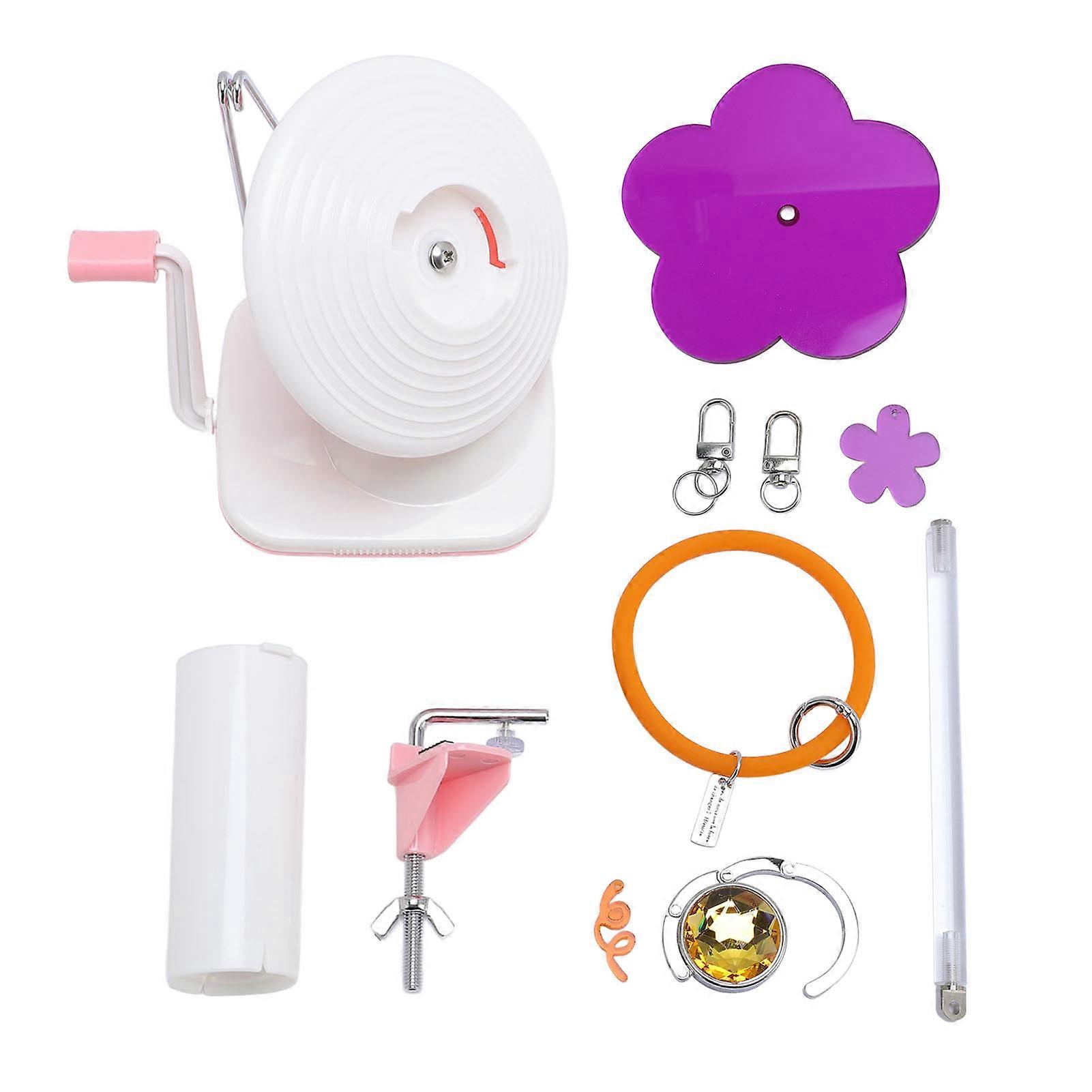 Yarn Ball Winder Hand Operated Rotating Yarn Winder with Wrist Ring Holder for Knitting Desktop Clamp Orange