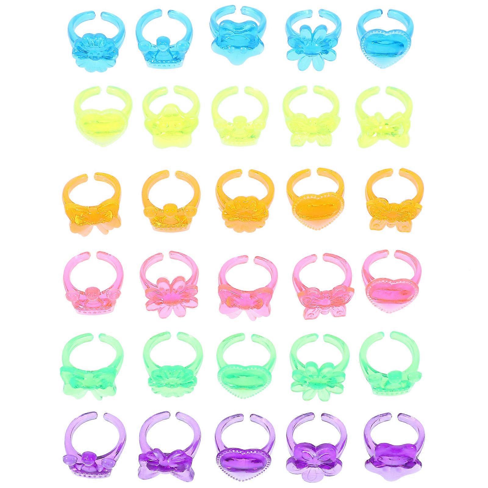 Little Girl Jewelry Rings Round Shape Assorted Color 2.5X2.5CM 100Pcs