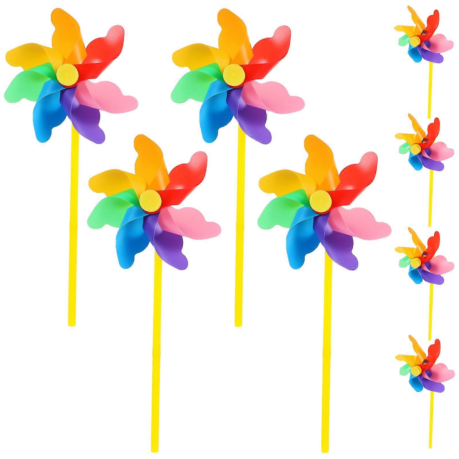8pcs Large Outdoor Windmill Decor, Colorful Pinwheels with Plastic Stakes, Flexible Garden Lawn Ornament, Easy to Use Decorative Spinners for Garden