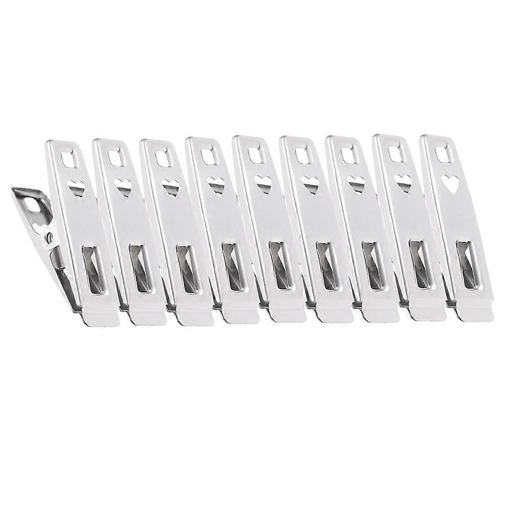 Flat Duck Bill Clothespins Windproof Clothes Clips Home Use 5x1x2cm Silver 60Pcs