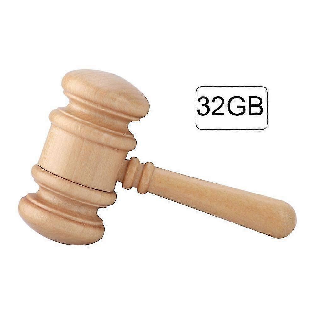 Wooden Hammer Shape Data Storage USB 2.0 Flash Drive U Memory Disk Compatible USB1.1(32GB)