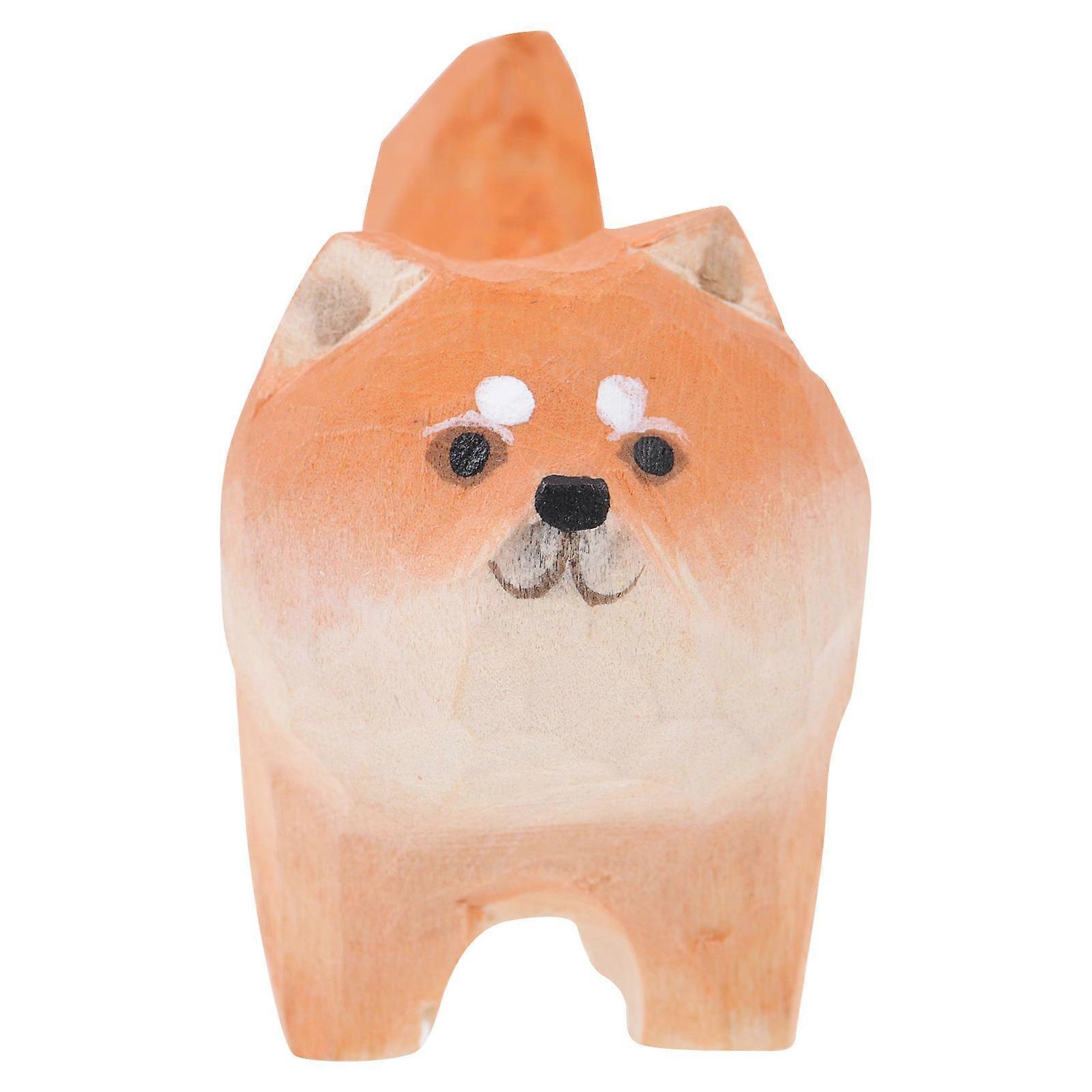 Tabletop Dog Adornment Ornament Wood Carved Decor Home Chocolate 4.5x2x3.8cm 1Set