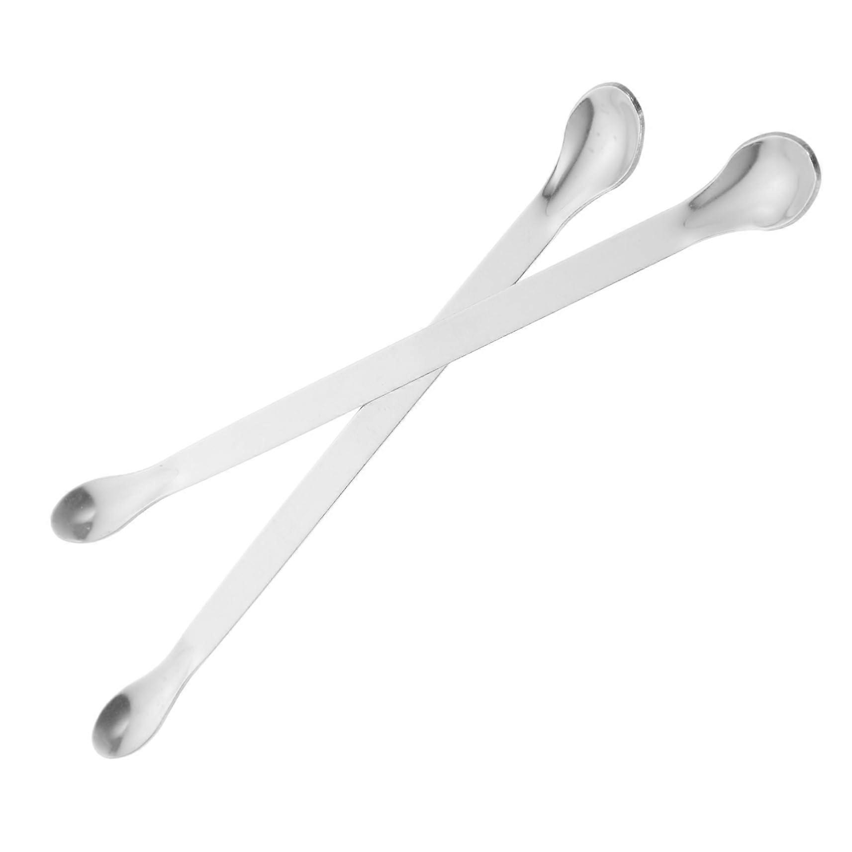 2-Piece Stainless Steel Sampling Measuring Spoons, Double-Sided Design, Ergonomic Handle for Laboratory Use