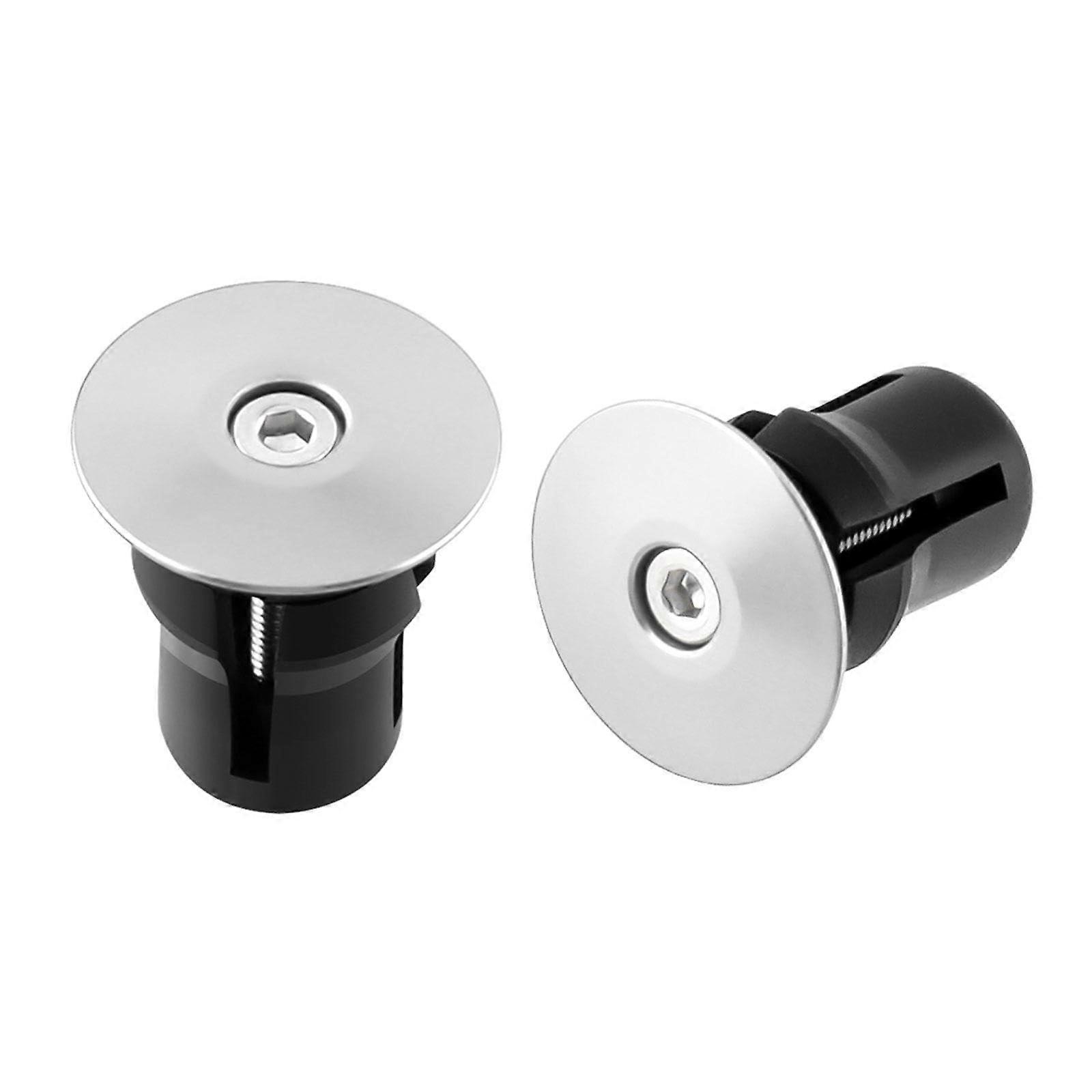 Bicycle Handlebar End Plugs 2 Pcs, Universal Cycling Handlebar Caps, Silver Locking Plug Extensions for All Bikes