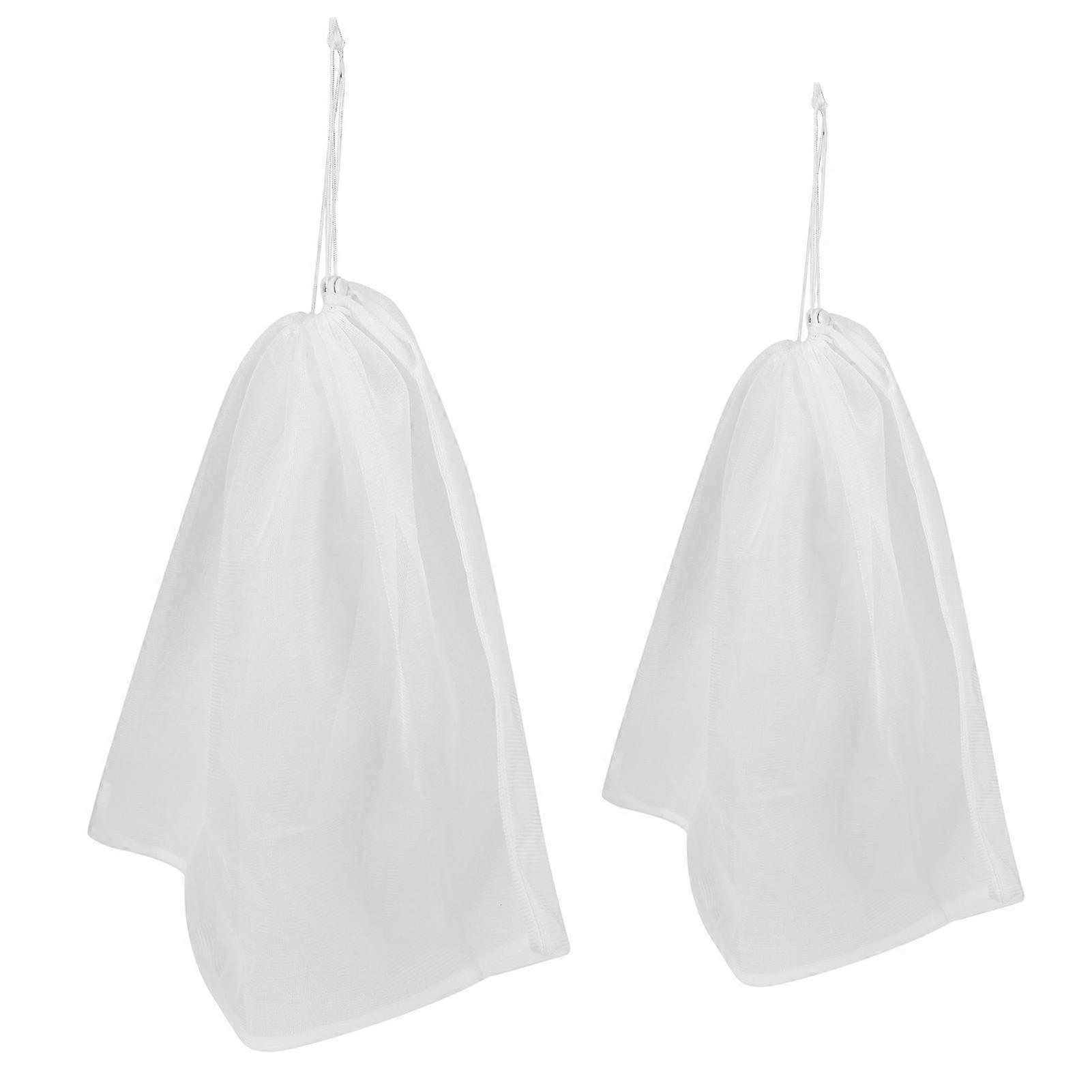 2-Pack Washable Mesh Straining Bags for Home Brewing, Ideal for Fruit Cider and Beer Making