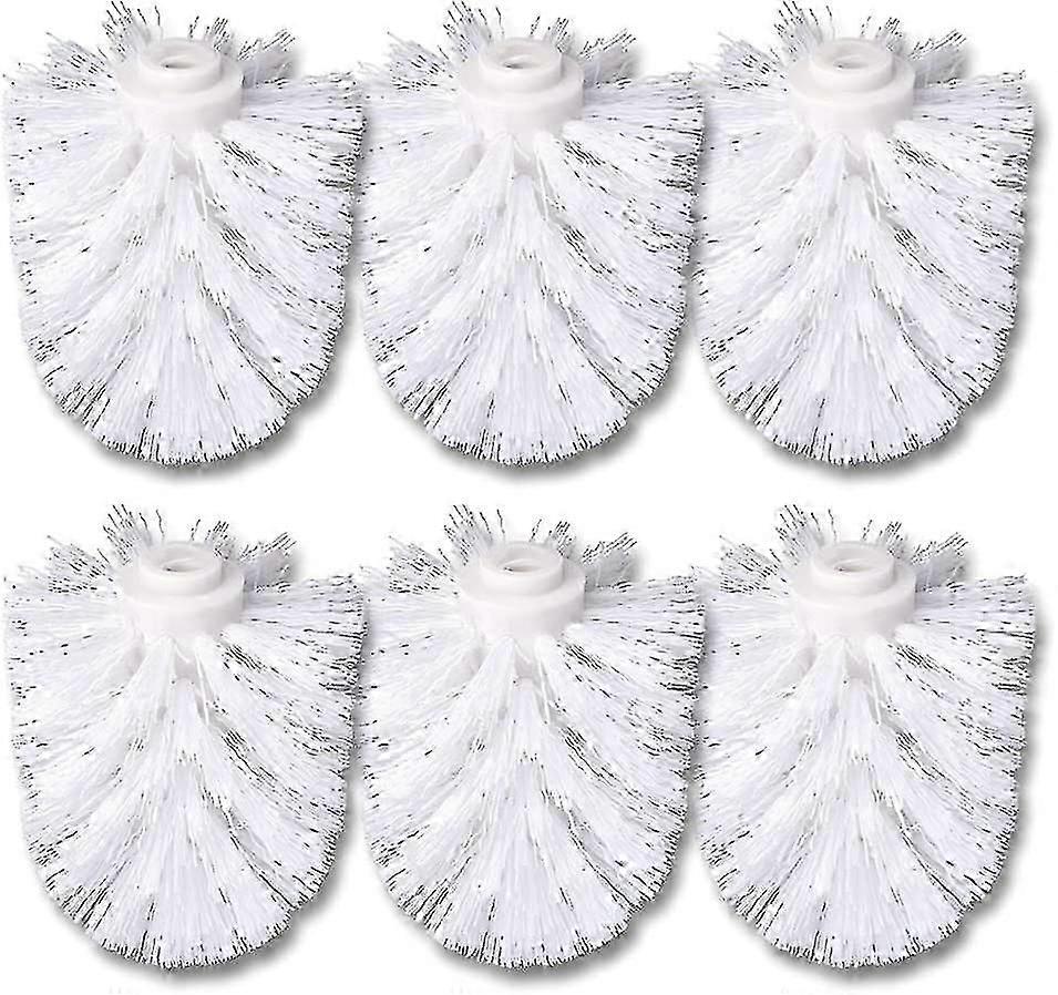 6 White Spare Brush Heads for Individually Replaceable Toilet Brush