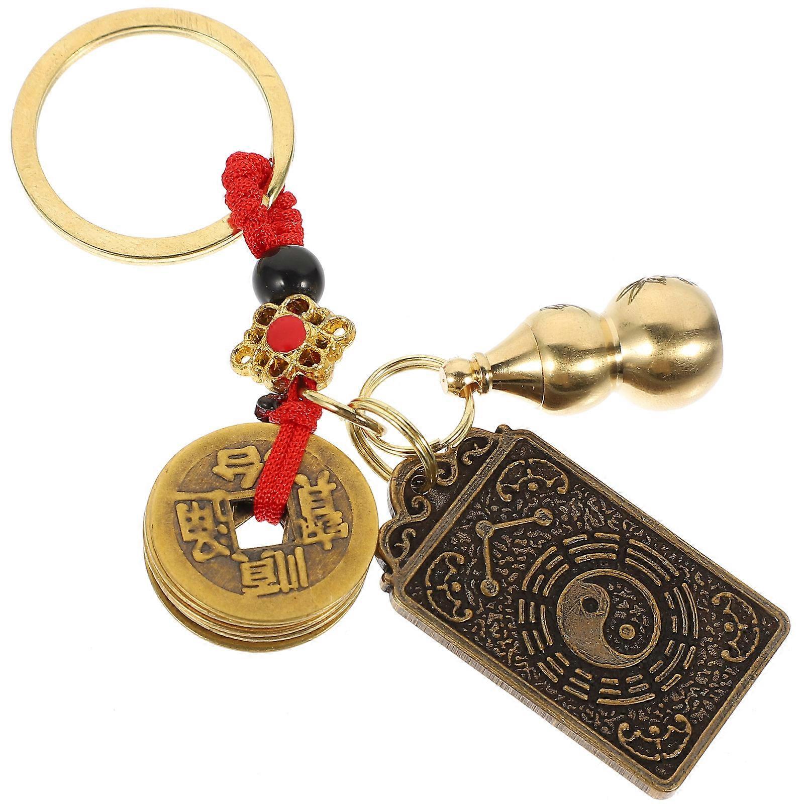 Key Ring Gourd Decor Keychain Pendant Year of the Rabbit Celebration Golden 4.2X2.9cm Keychain 1Pack