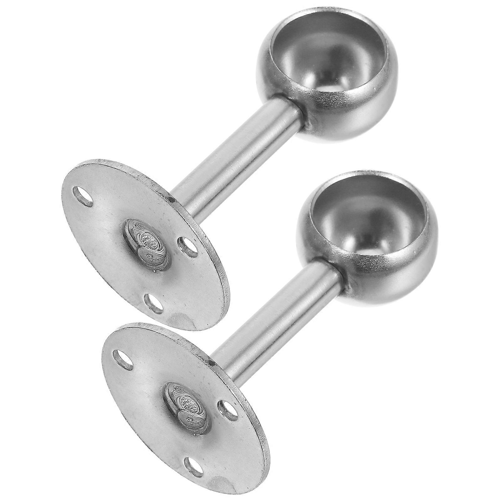 Clothes Pole Ceiling Mount Support Clothes Rods Bracket Shape Heavy Duty Curtain Rod Hanger Silver 8.50X4.50X3.20CM 2Pcs