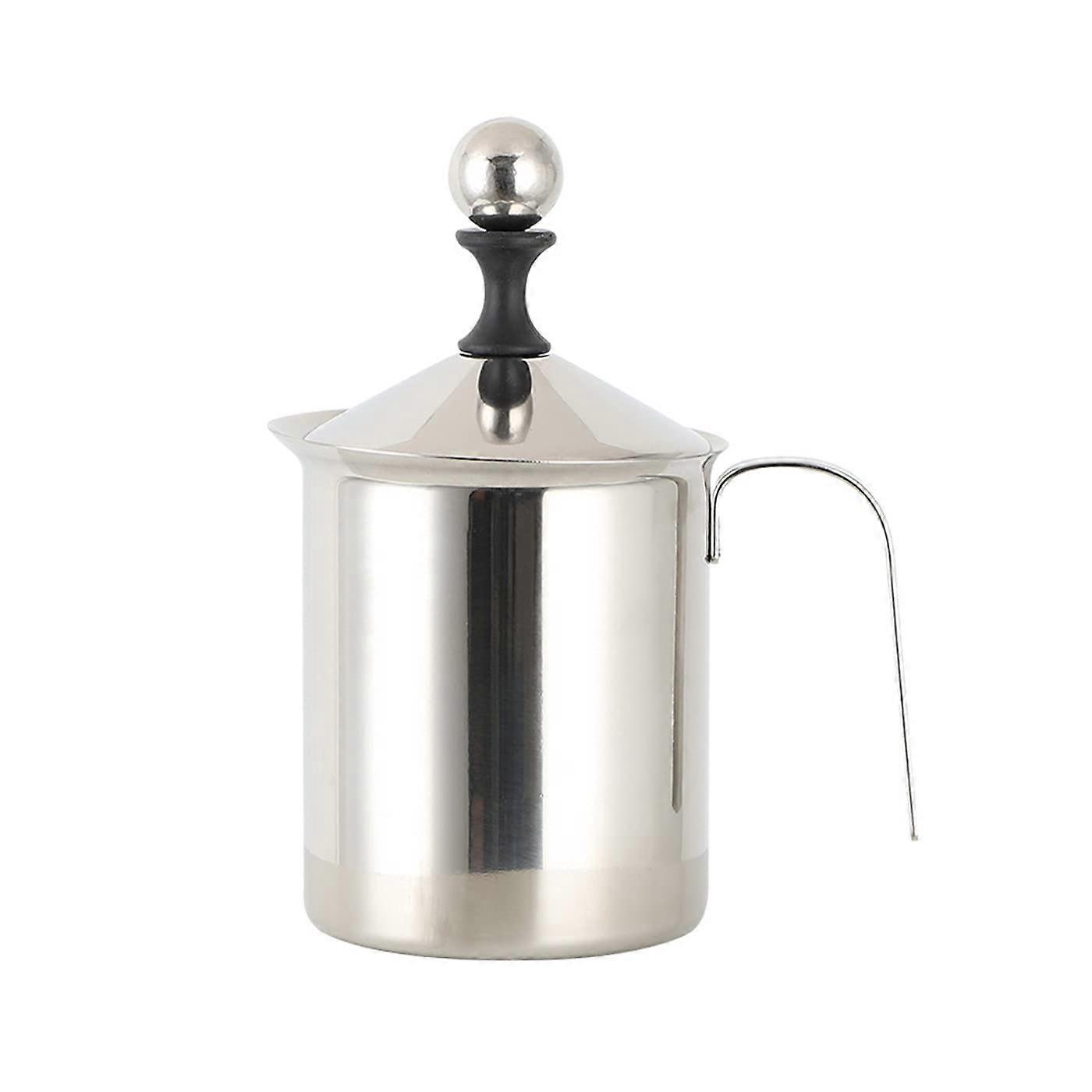 Manual Milk Frother, Stainless Steel Double Mesh Milk Frother for Latte, Cappuccino, Macchiato Coffee, Hot Chocolate Coffee (Type B, 800 ml)