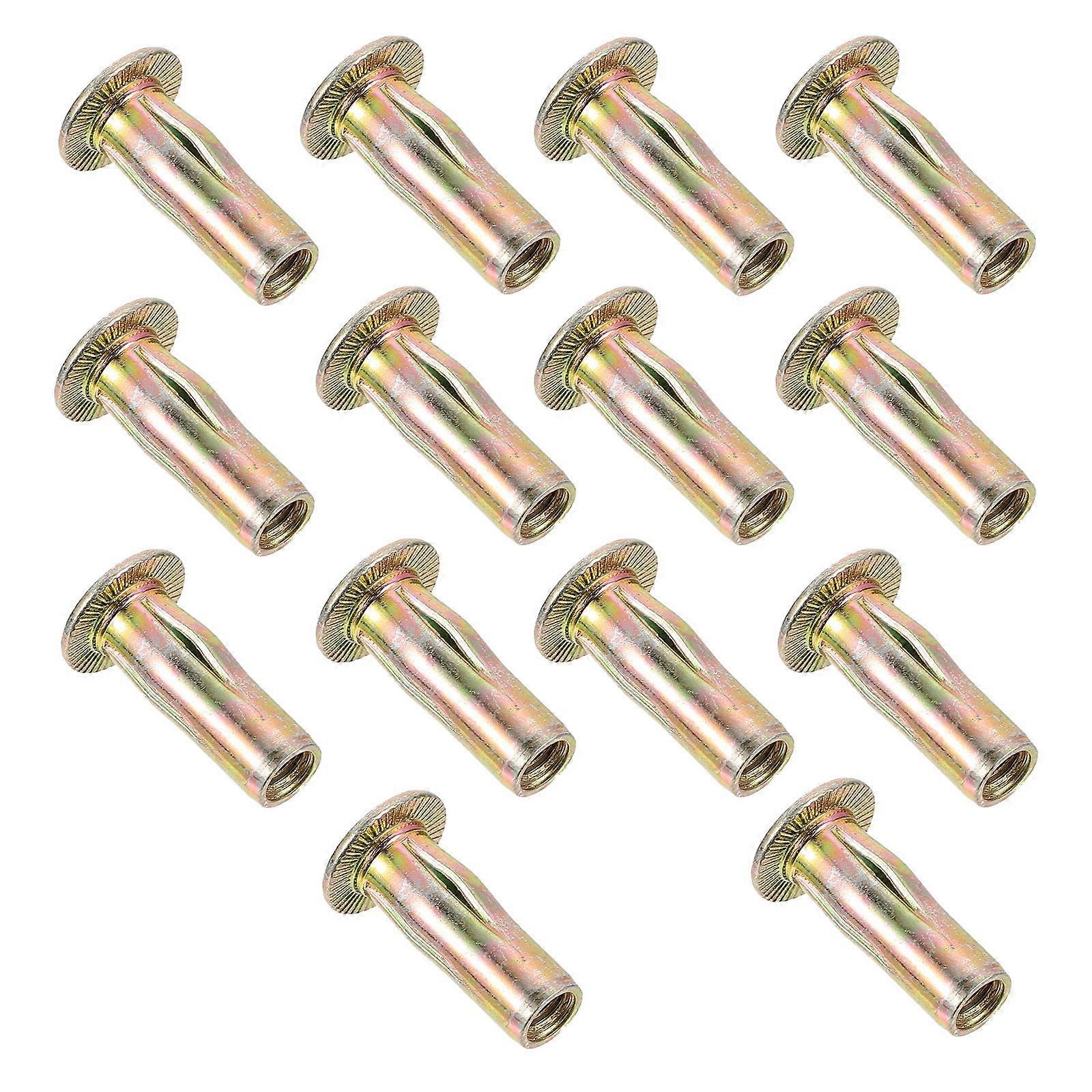 Golden Hex Head Socket Rivet Nuts for Use Made of Zinc Plated Carbon Steel 15pcs
