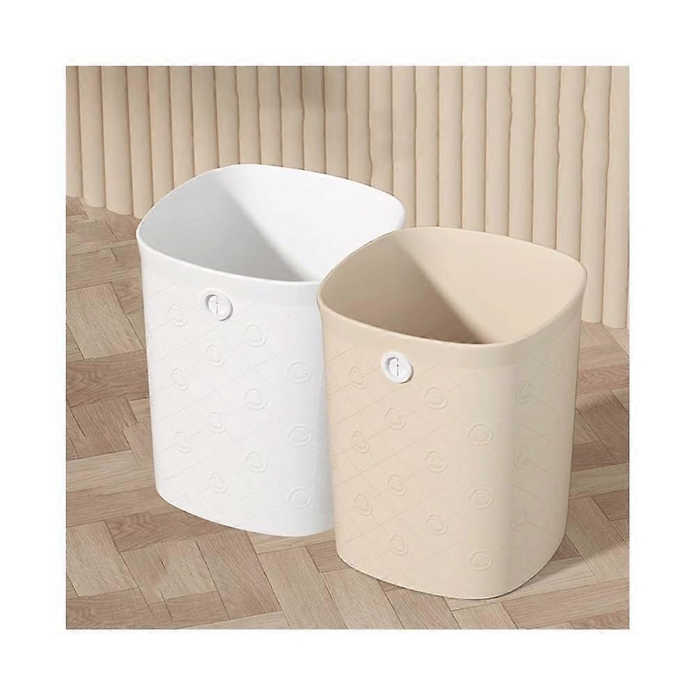 Quadratic plastic trash can with lid, white, ideal for home, kitchen and office, small size, waste disposal solution, 2 pieces singlecolor L