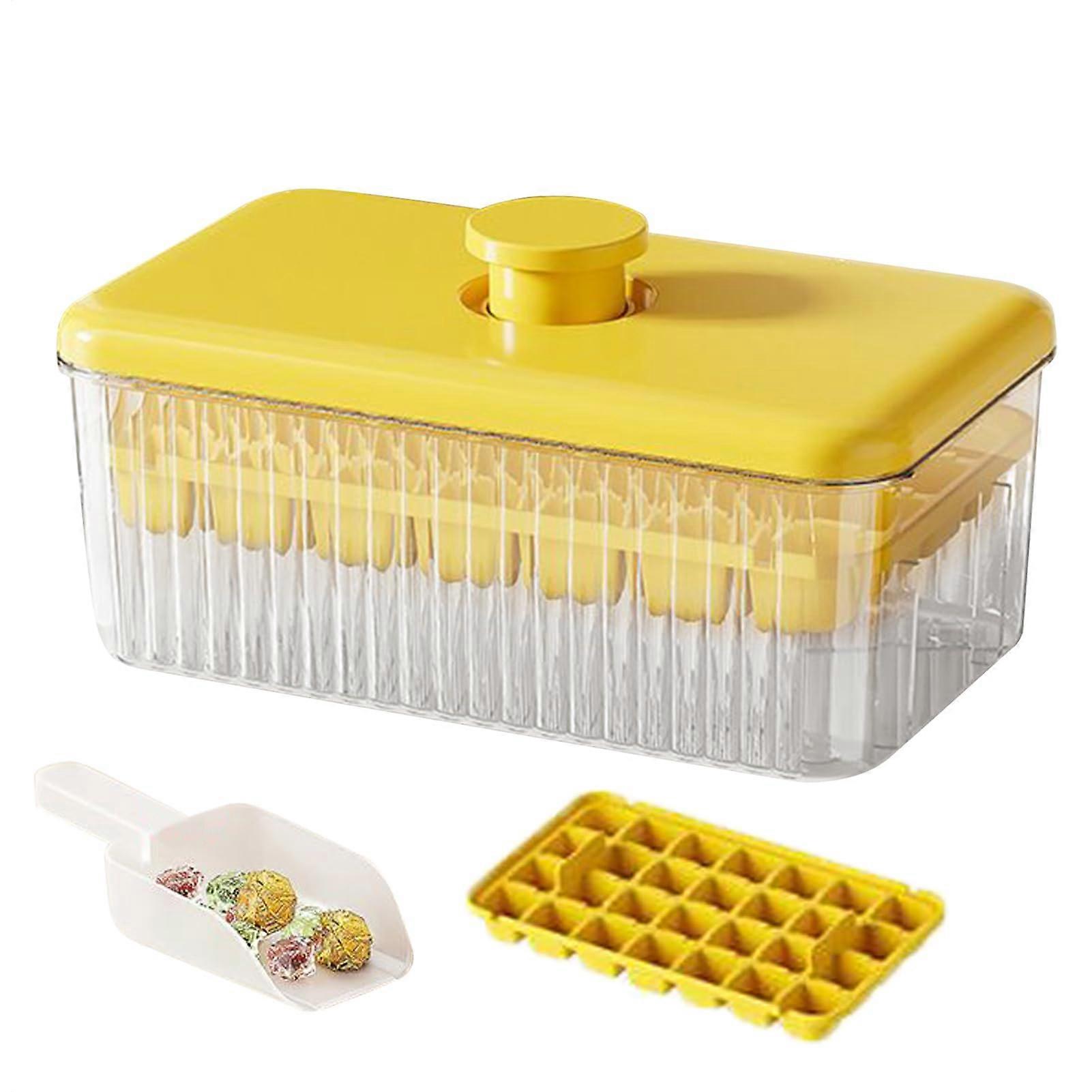 Ice cube tray for freezer Easy ice cube removal for cool drinks Practical kitchen helper for ice cubes with wine and juice, Yellow