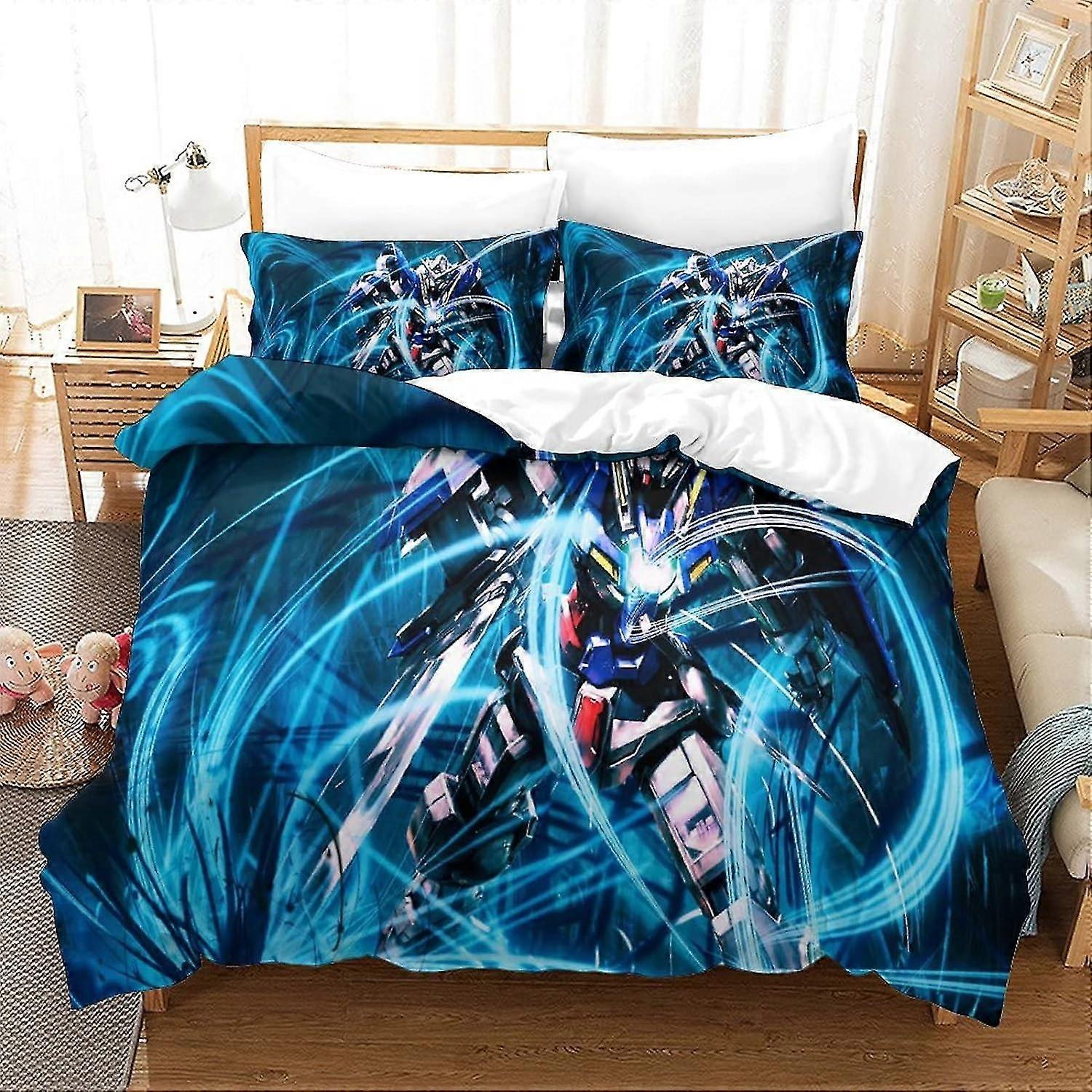 Set di piumini da 3 pezzi con stampa di animazione 3D per ragazze, biancheria da letto in microfibra super morbida con chiusura a zip