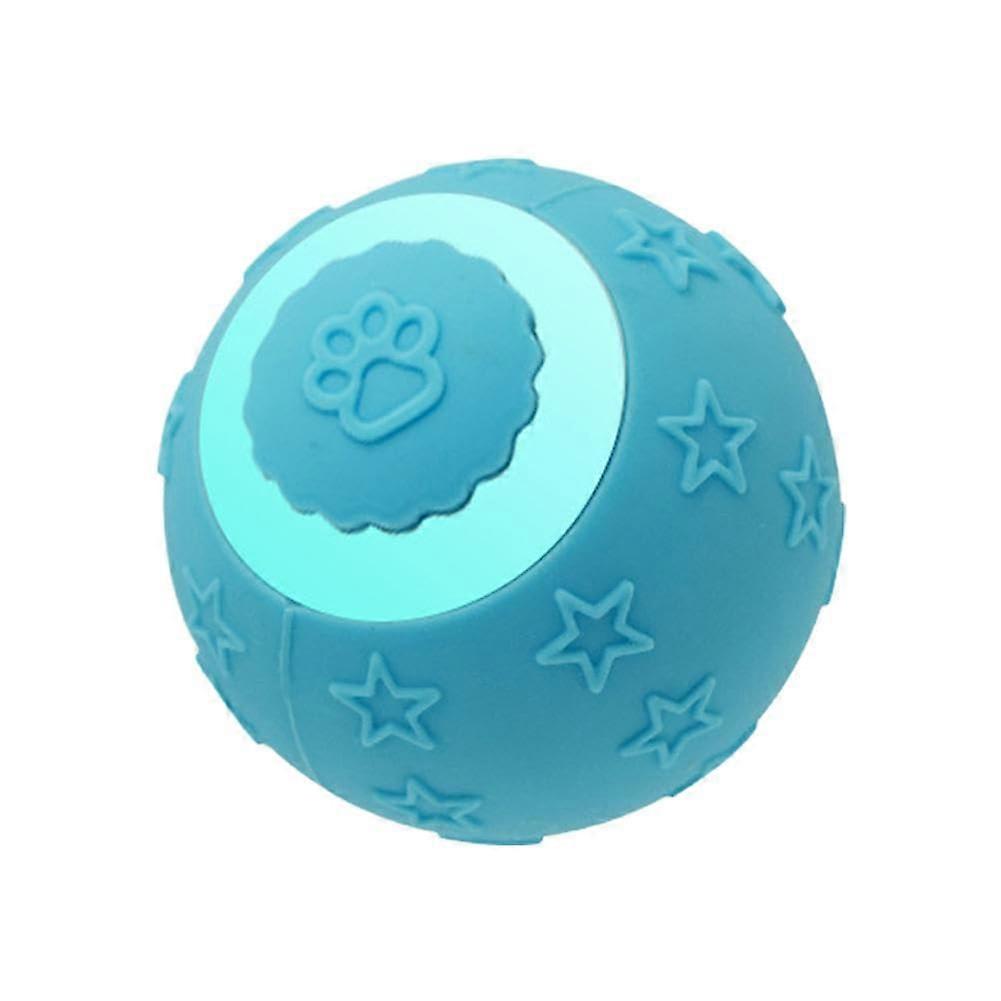 Interactive Teaser Ball for Pets, Chewable Texture, Automatic Movement Toy for Kittens, Blue-Star