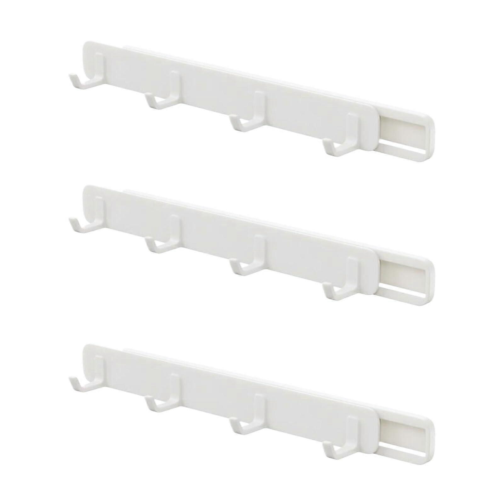 Pull Household Joint Hooks - Pack of 3 Space-Saving ABS Door Side Slide Rail Hangers with Fixed Adhesive for Easy Installation