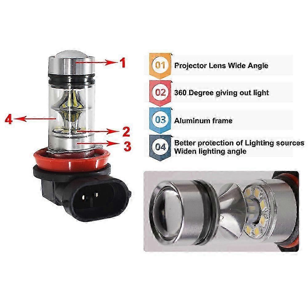 4x Mini Car Headlight Bulbs LED Lamp Super White Fog Light H11 H8 100W 6000K 2323 LED Driving Bulb DRL Daytime Running Light