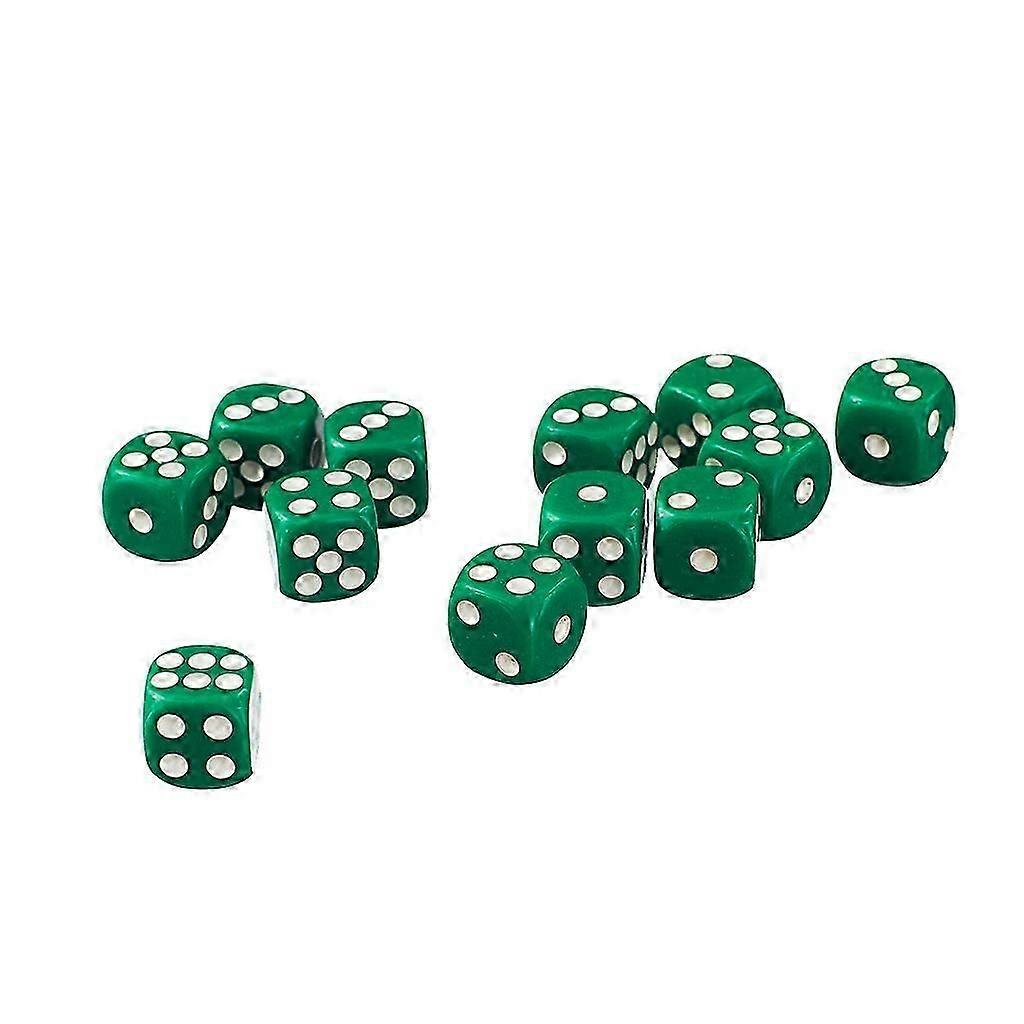 50x 12mm Opaque D6 Six Sided Spot Dice Set for Dice Games D&D RPG Green