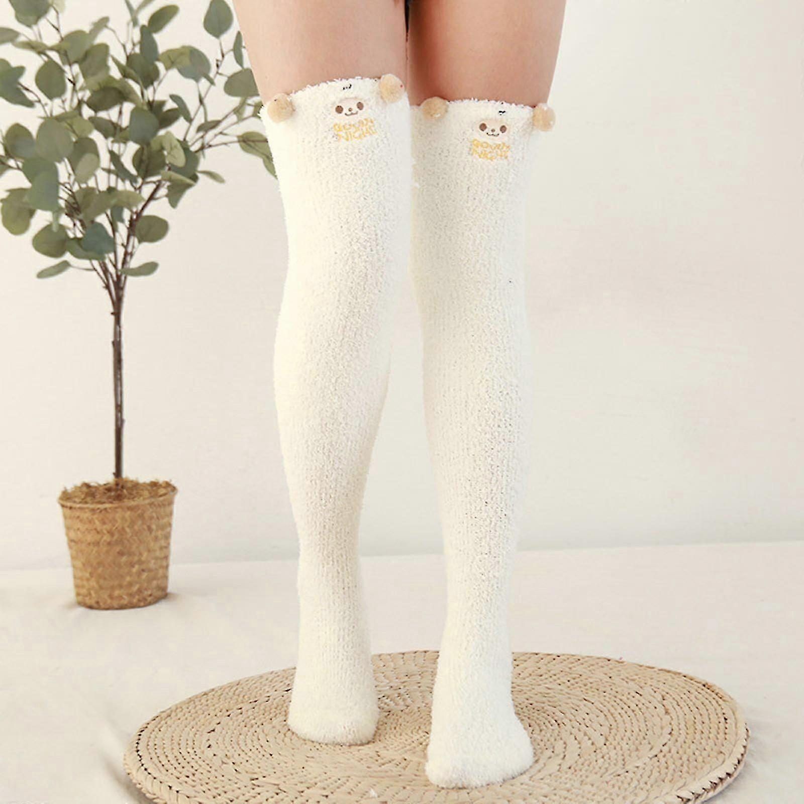 Fuzzy Over Knee Cartoon Wysokie skarpety domowe Zimowe Damskie Ciepłe Wysokie Legginsy Ciepłe Pończochy dla Kobiet