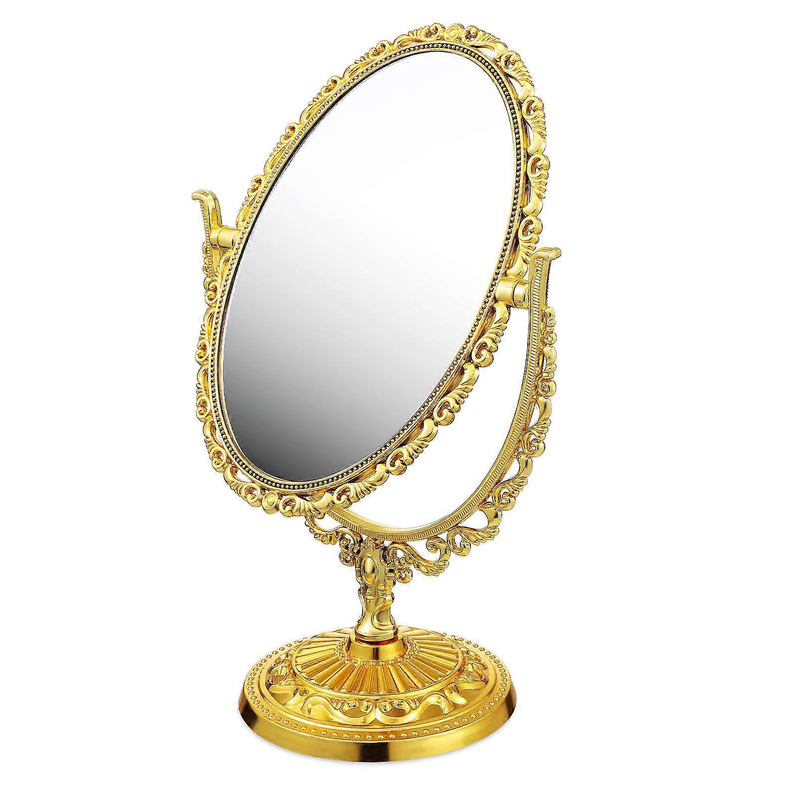 Vintage Rotating Double Sided Vanity Desk Mirror for Elegant Makeup and Dressing Table Use with Adjustable Viewing Angles