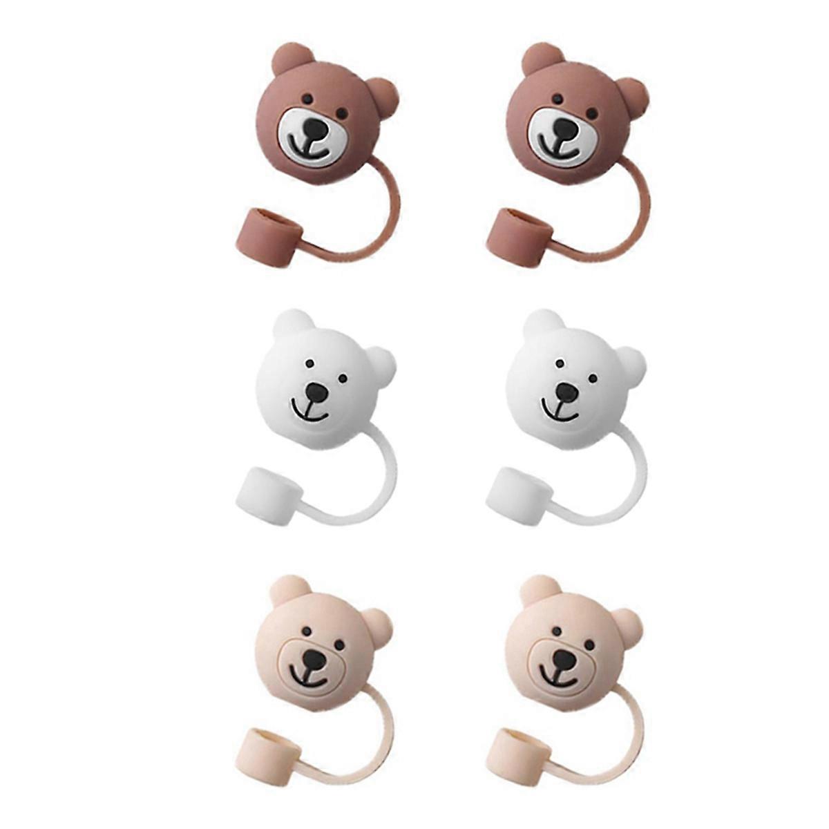 3 Pack Straw Cover for Cups,Cute bear Straw Protector Cover