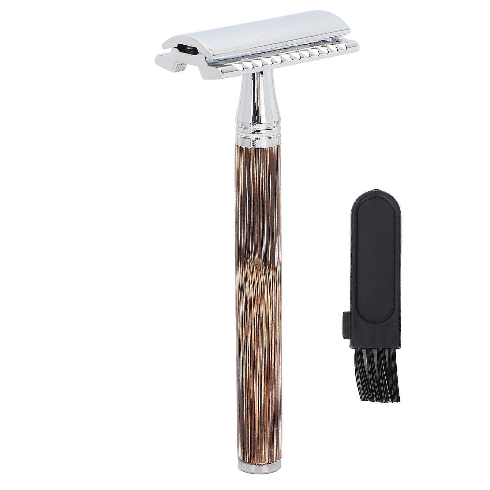 Double Edge Safety Razor Men Travel Portable Zinc Alloy Bamboo Handle Manual Shaver (Without Blade)YMMR)