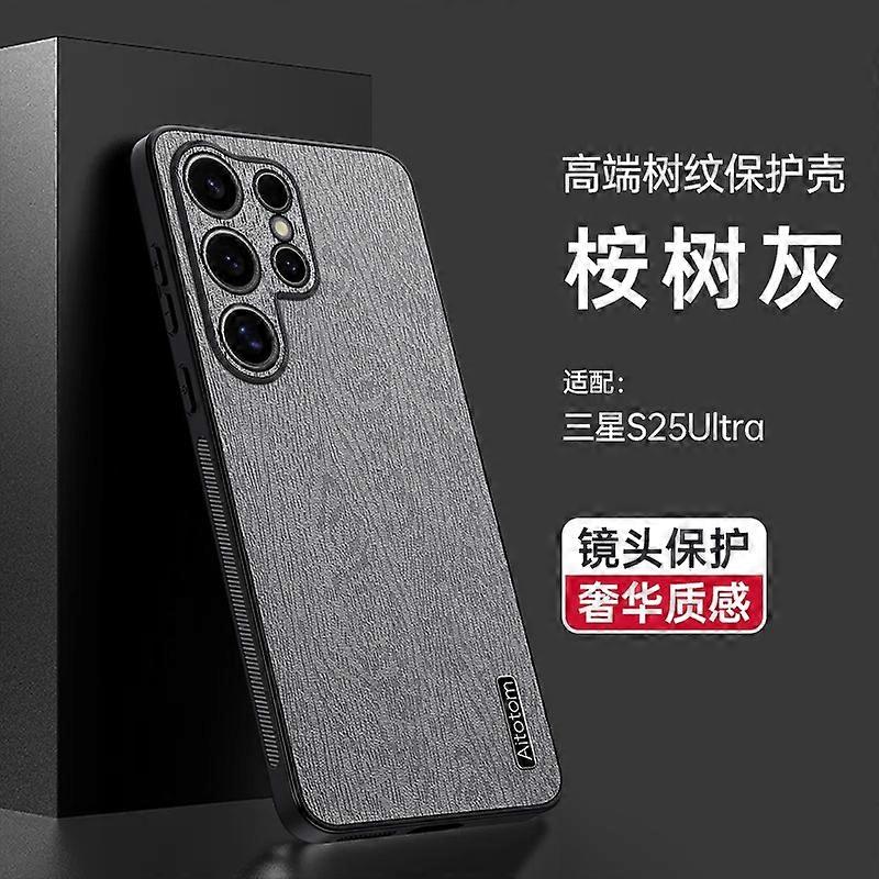 Case for Samsung S25 eucalyptus grey wood grain leather Full coverage