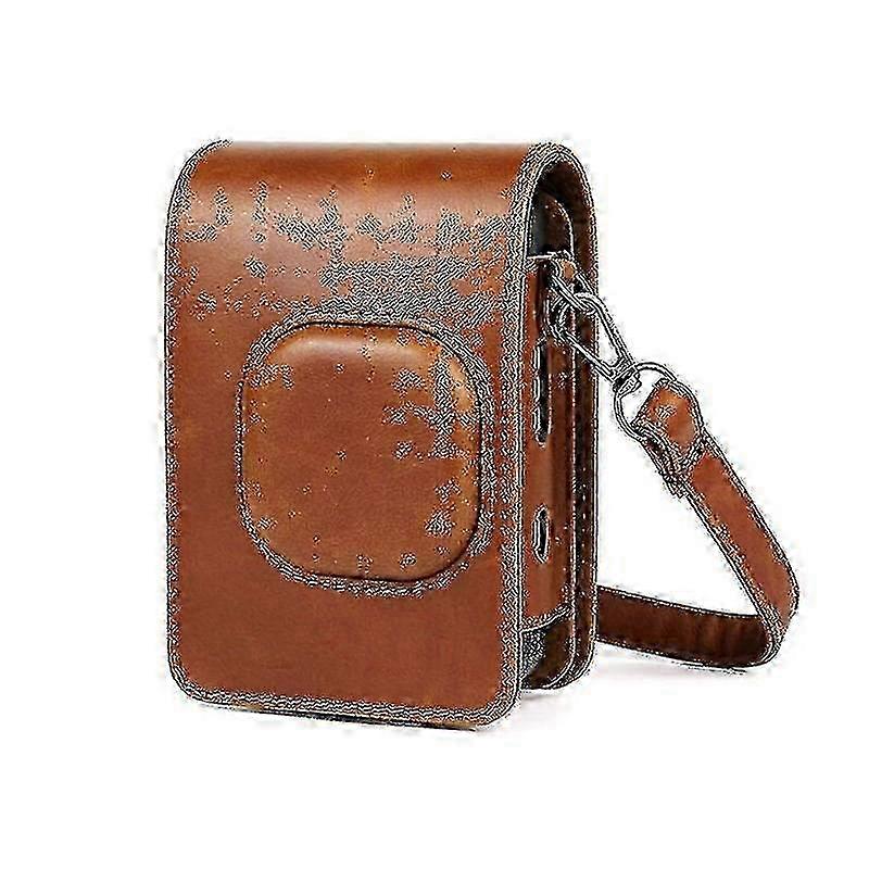 Fujifilm Mini Liplay Hybridインスタントカメラ用取り外し可能なストラップ付きレザートラベルバッグ - スタイリッシュで耐久性のある保護