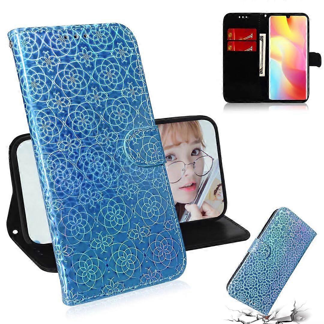 Leather Case For Infinix Smart 7 HD Flip Wallet Card Slot Compatible With Infinix Smart 7 HD PU Leather Glitter Blue