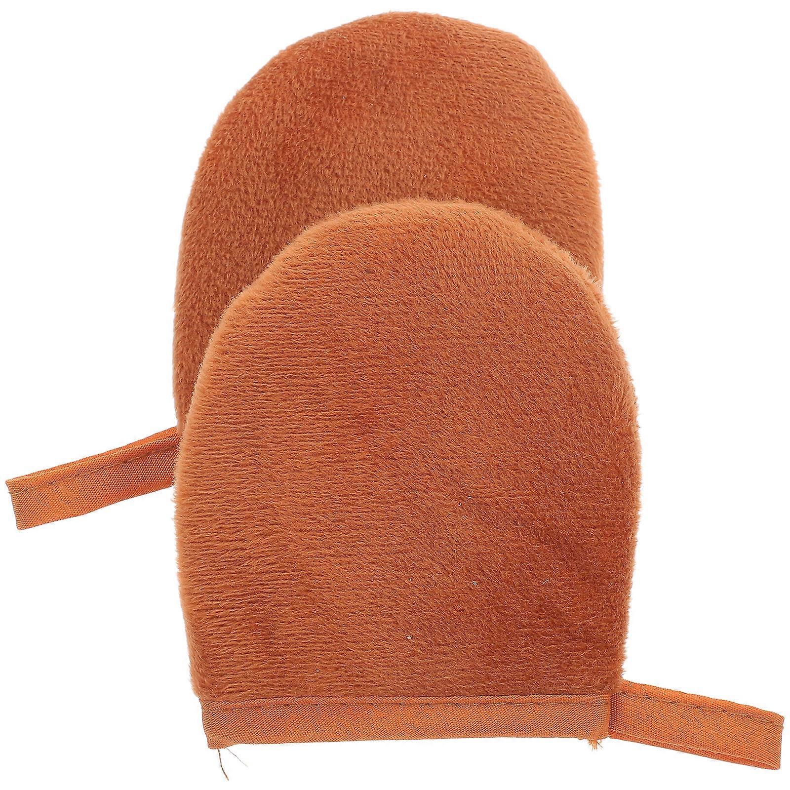 Bath Mitt Tanning Mitt For Self Tan Sunscreen Application Massage General Users 3.7×3×0.4in Plush 2Pcs