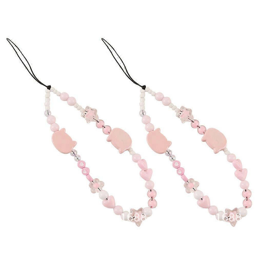 Cute Phone Charm Strap Practical Design Flower Shape Acrylic Material 2Pcs