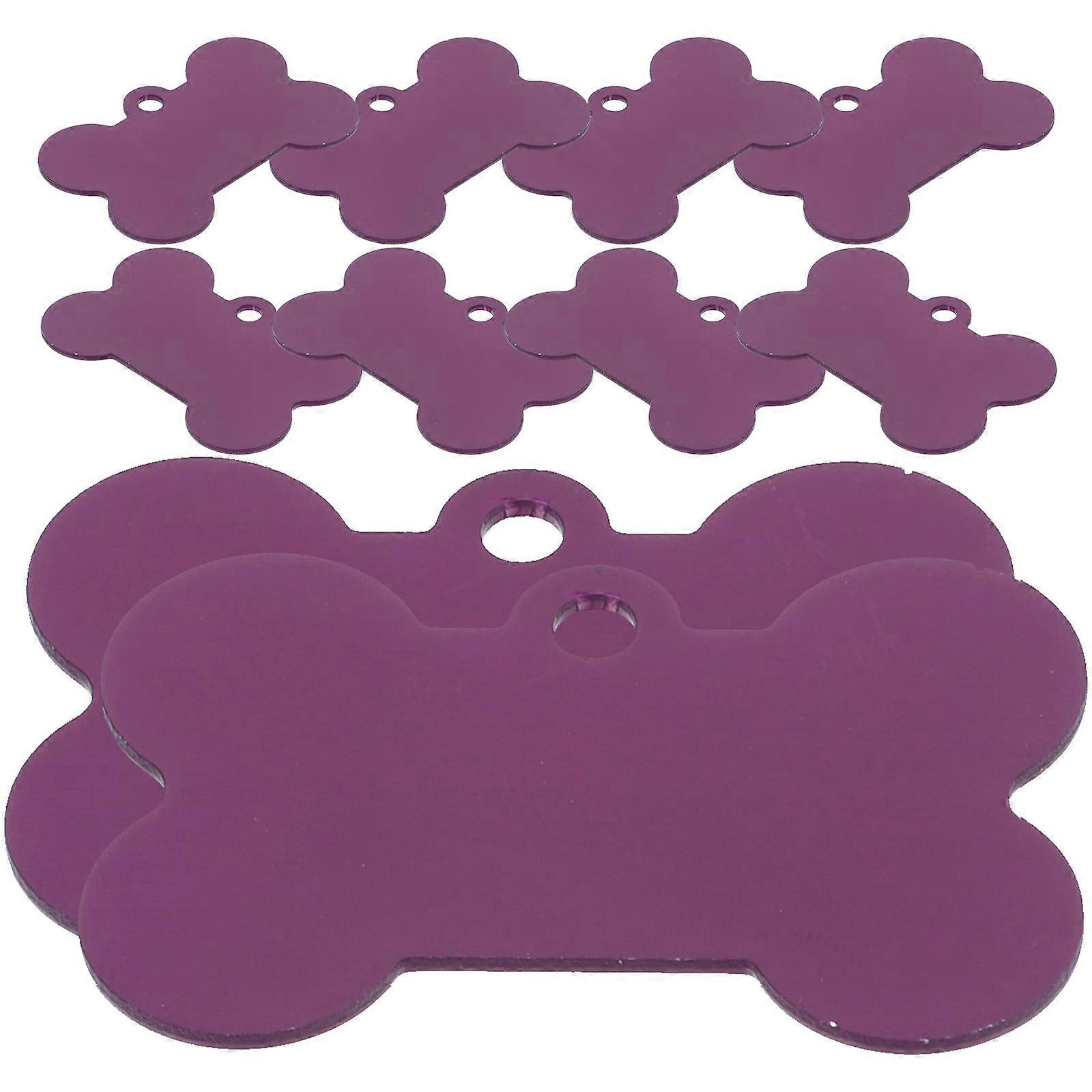Engraving Pet Id Tags Aluminum Anti Rust Corrosion Resistance Scratch Wear Resistance Purple Bone Shaped 20Pack