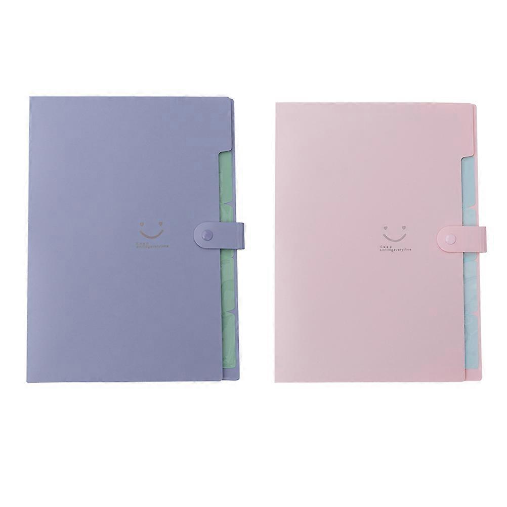 Plastic Classification Folders Multifunctional Folders For School Supplies Purple Pink A4 Size 2Set